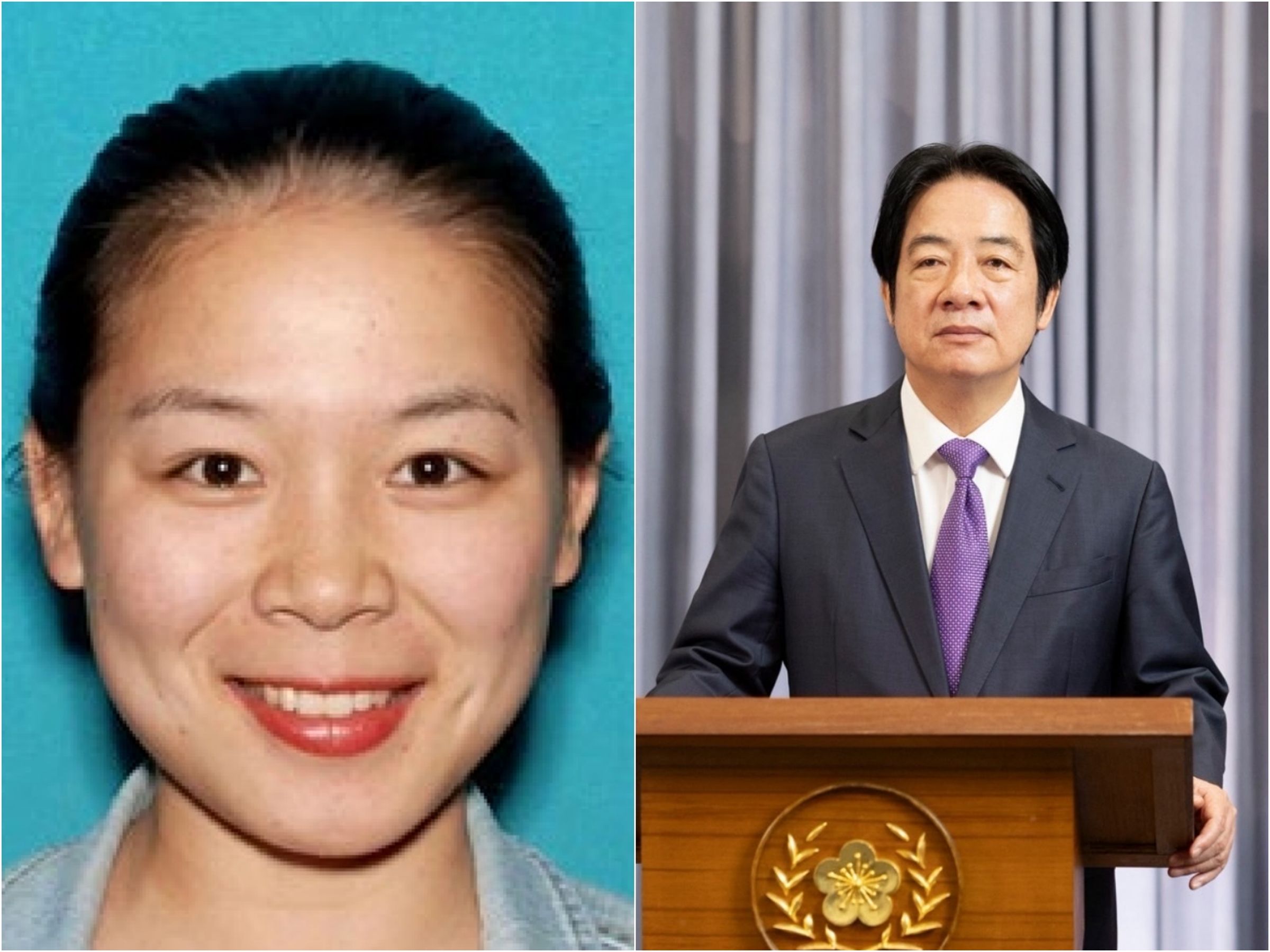 中國女間諜張婉瑩（音譯）跟監賴清德兒子於美國遭捕，長相首度曝光。（FBI提供、總統府flickr）
