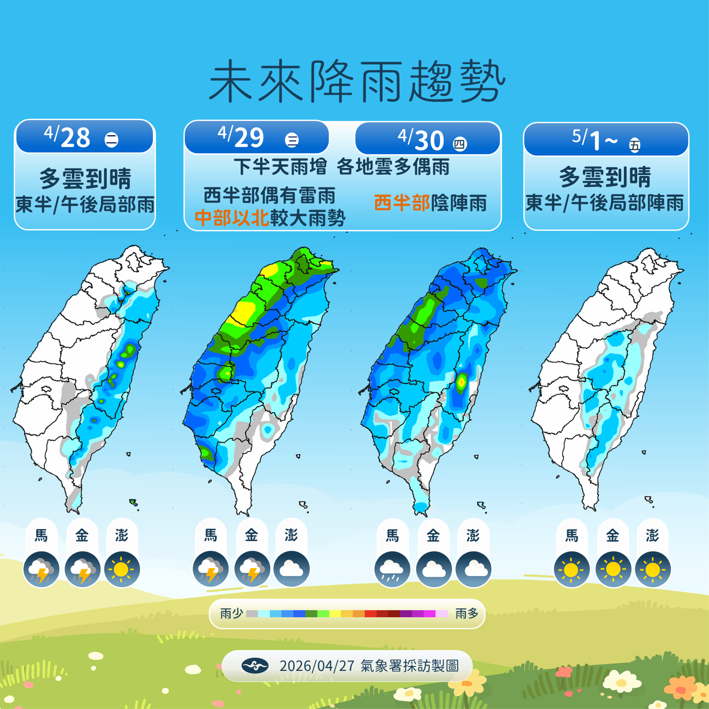中央氣象署說明,未來一週天氣。(中央氣象署提供)