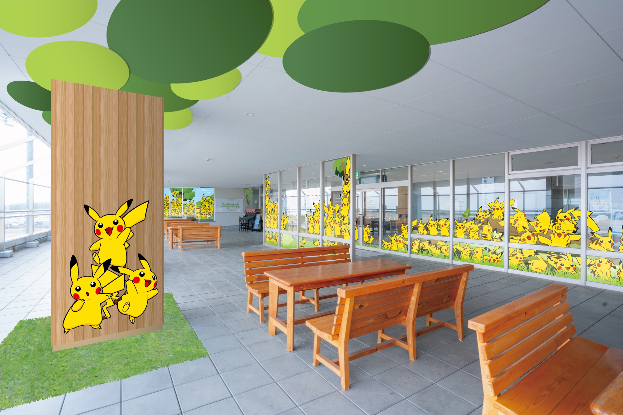 由滿滿皮卡丘打造出的機場觀景台「皮卡丘的里山」。（翻攝石川県の観光/旅行サイト）