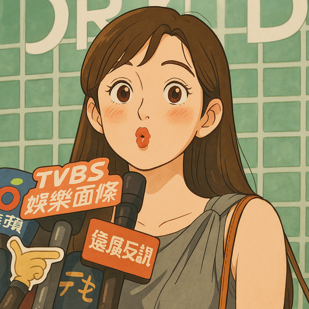 吉卜力版的蔡秀彬正常多了~是說記者麥牌上的「娛樂頭條」變「面條」是怎麼一回事?(斜眼瞪ChatGPT)(ChatGPT生成)