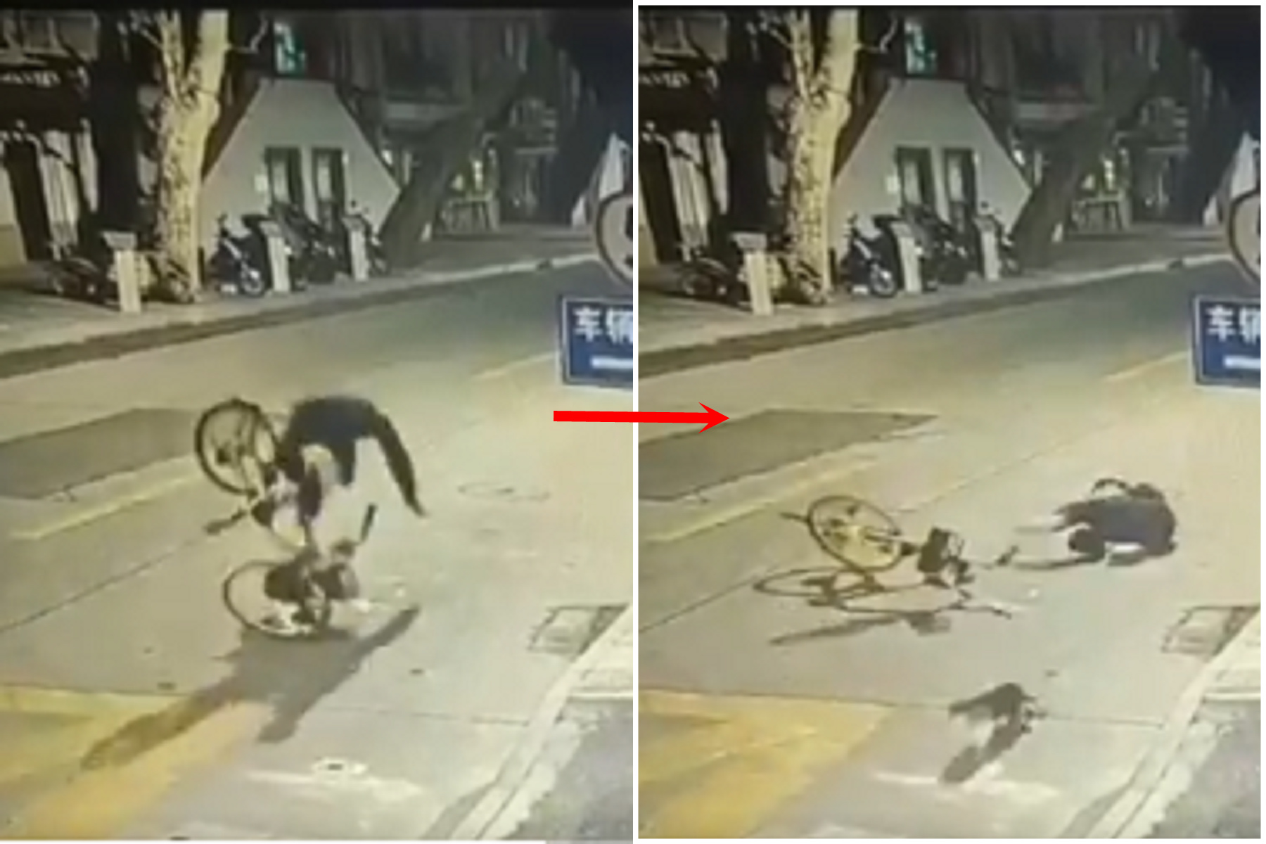 喵的奇幻撞擊！強國貓碰瓷玩真的，整個人摔到360度大翻車。（翻自X平台）