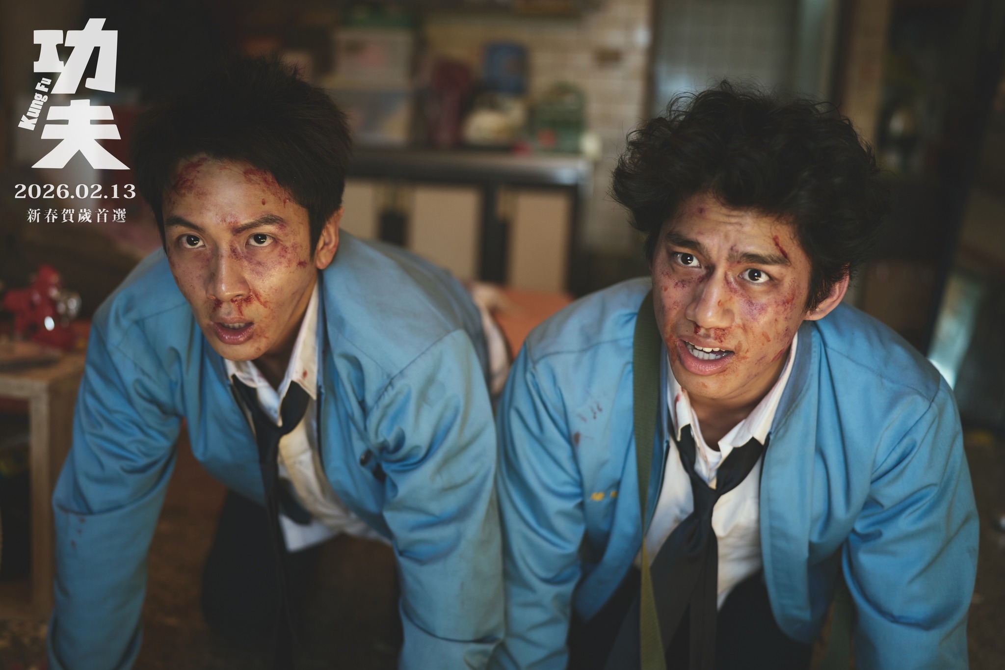 朱軒洋拍九把刀的電影《功夫》時就已胖了一圈。（翻攝九把刀臉書）