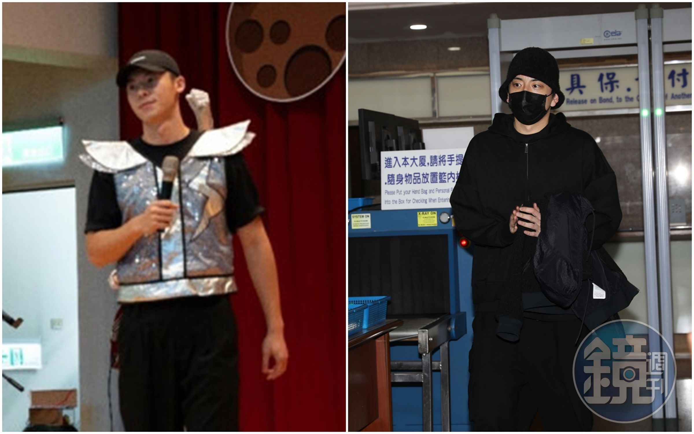 替代役訓練中心昨天舉辦頒獎典禮,許光漢在台上盡情表演,「閃兵失敗」的王大陸只能尷尬待在台下。(役政司提供/本刊資料照)
