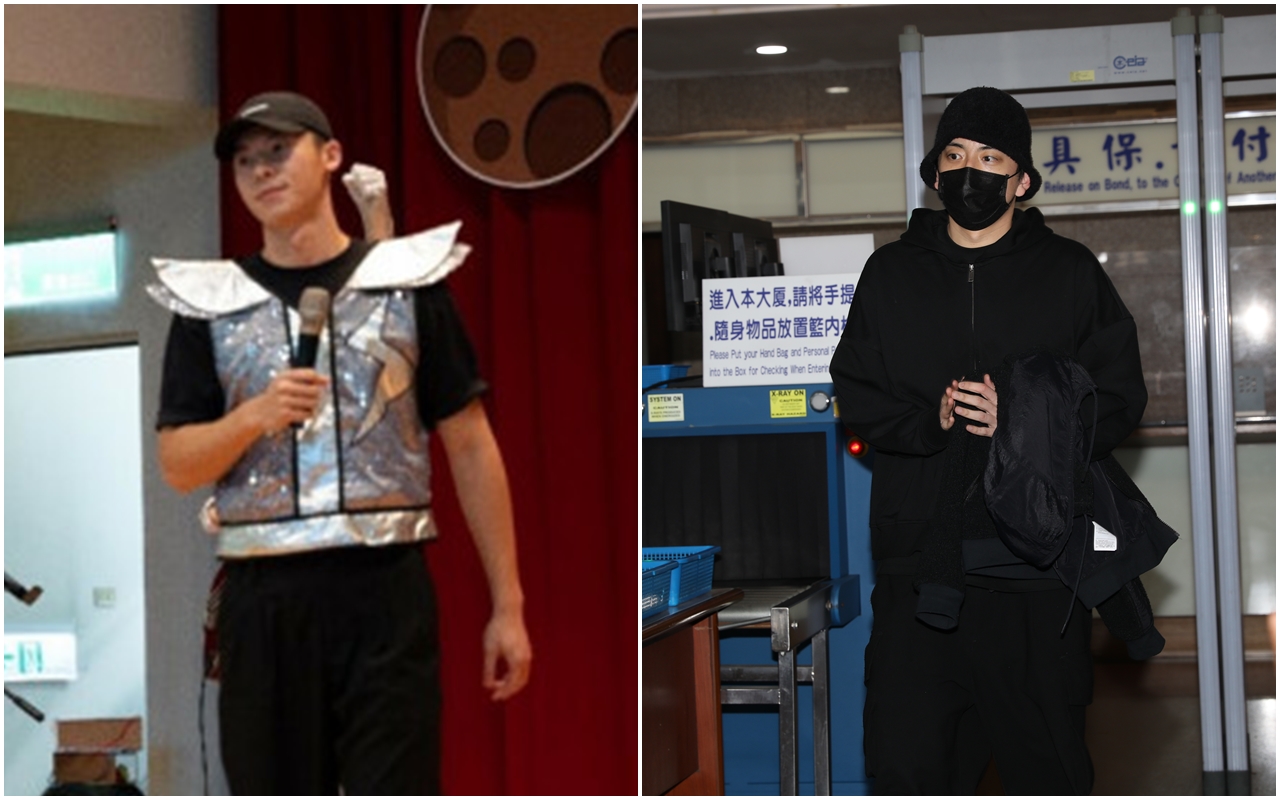 替代役訓練中心昨天舉辦頒獎典禮，許光漢在台上盡情表演，「閃兵失敗」的王大陸只能尷尬待在台下。（役政司提供／本刊資料照）