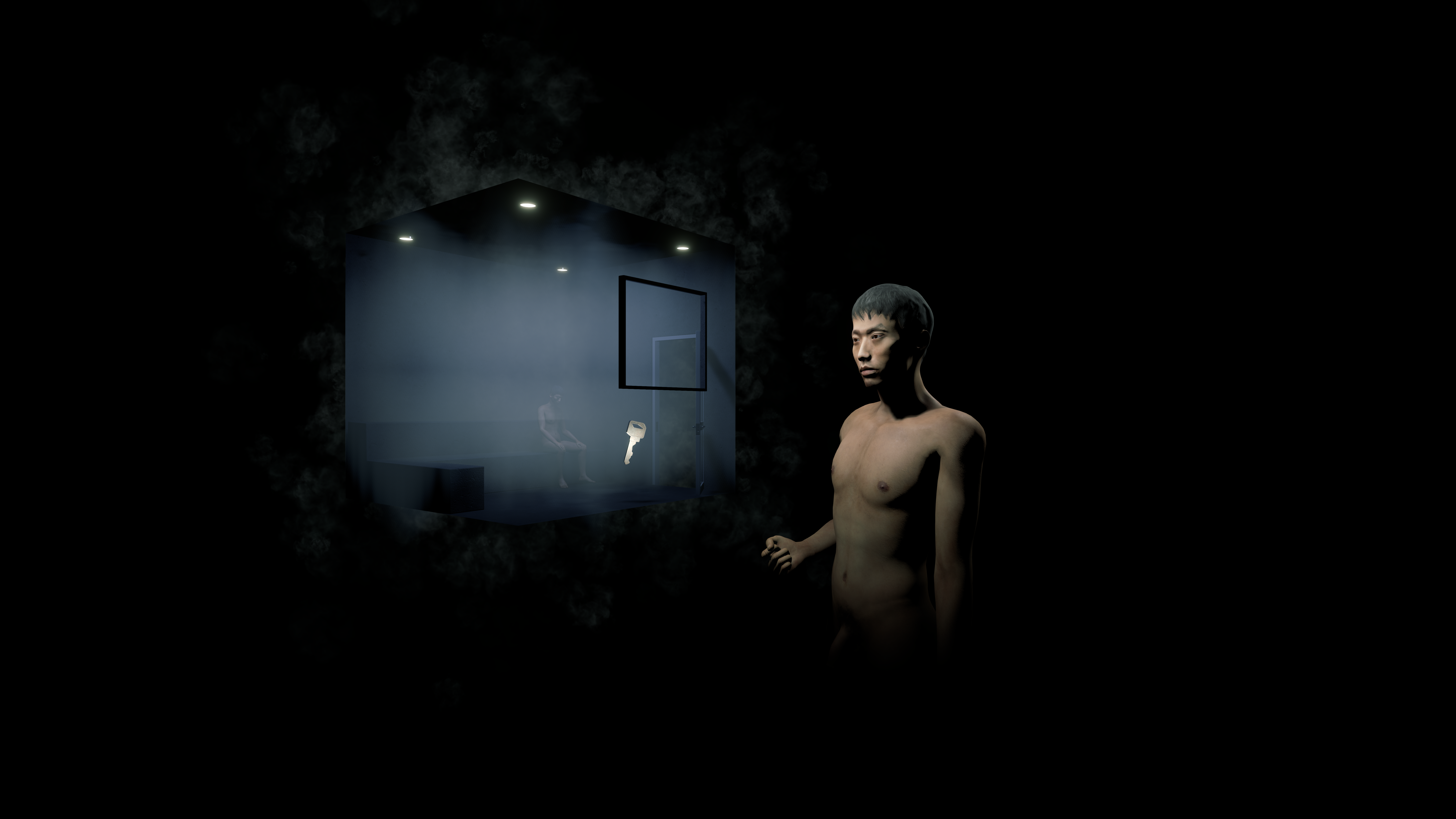 《穿越霧中》延伸同志三溫暖虛擬場景，邀請觀眾遊走探索各個空間。（高雄電影節提供）