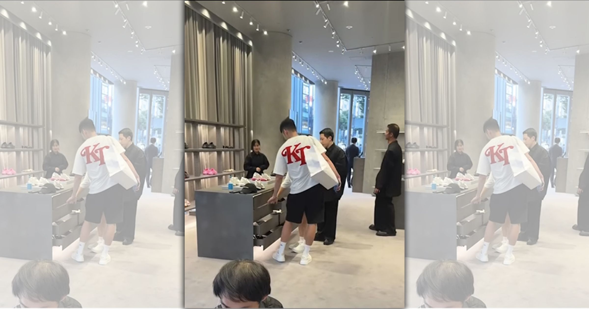 Threads網友在精品店直擊王齊麟血拚。(翻攝自Threads)