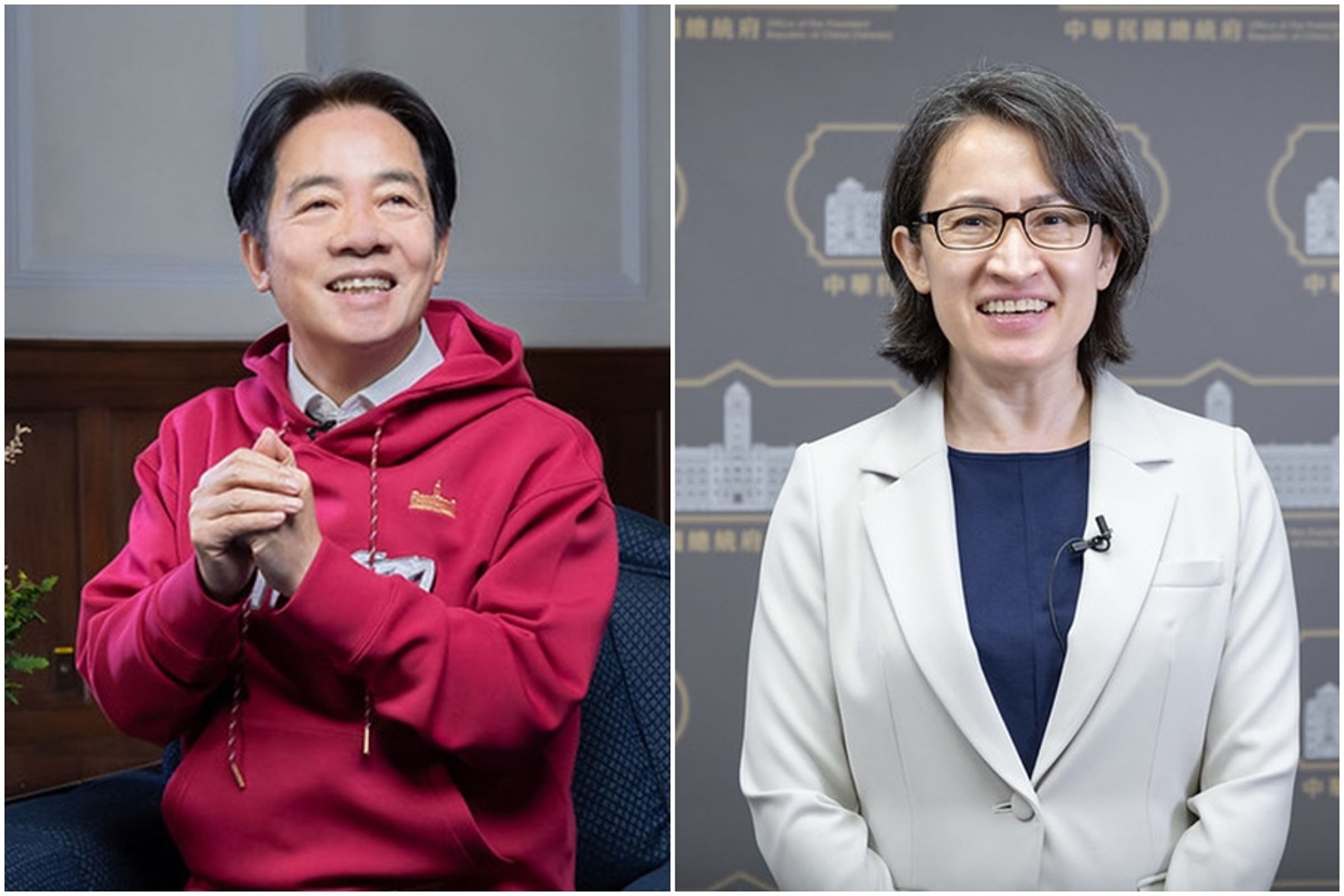 近日網路上出現總統賴清德與副總統蕭美琴的深偽影像假訊息，民進黨呼籲民眾切勿轉傳，以免觸法。（總統府提供）