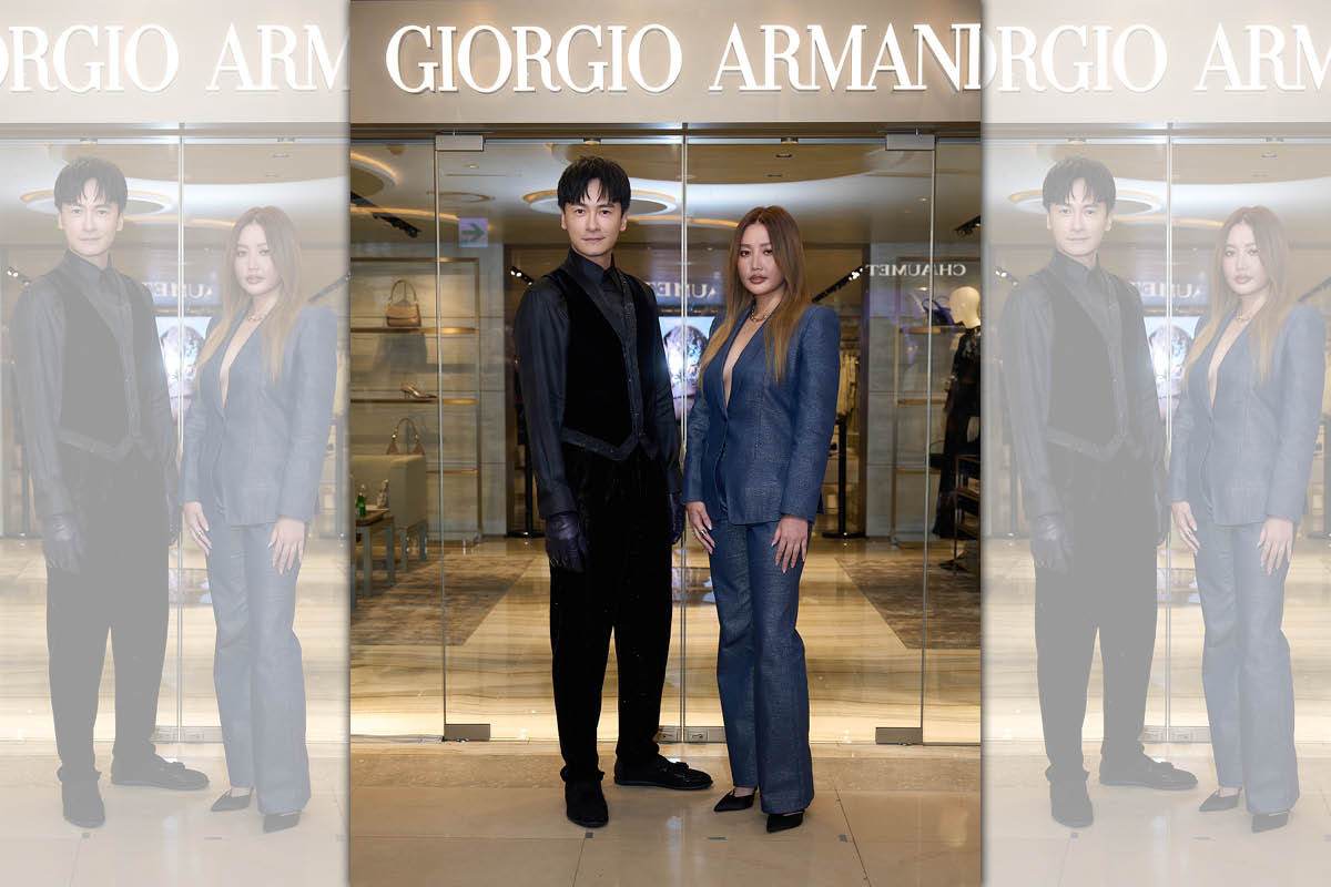 鄭元暢與A-Lin出席GIORGIO ARMANI麗晶精品形象概念店開幕剪綵活動。（GIORGIO ARMANI Taiwan提供）