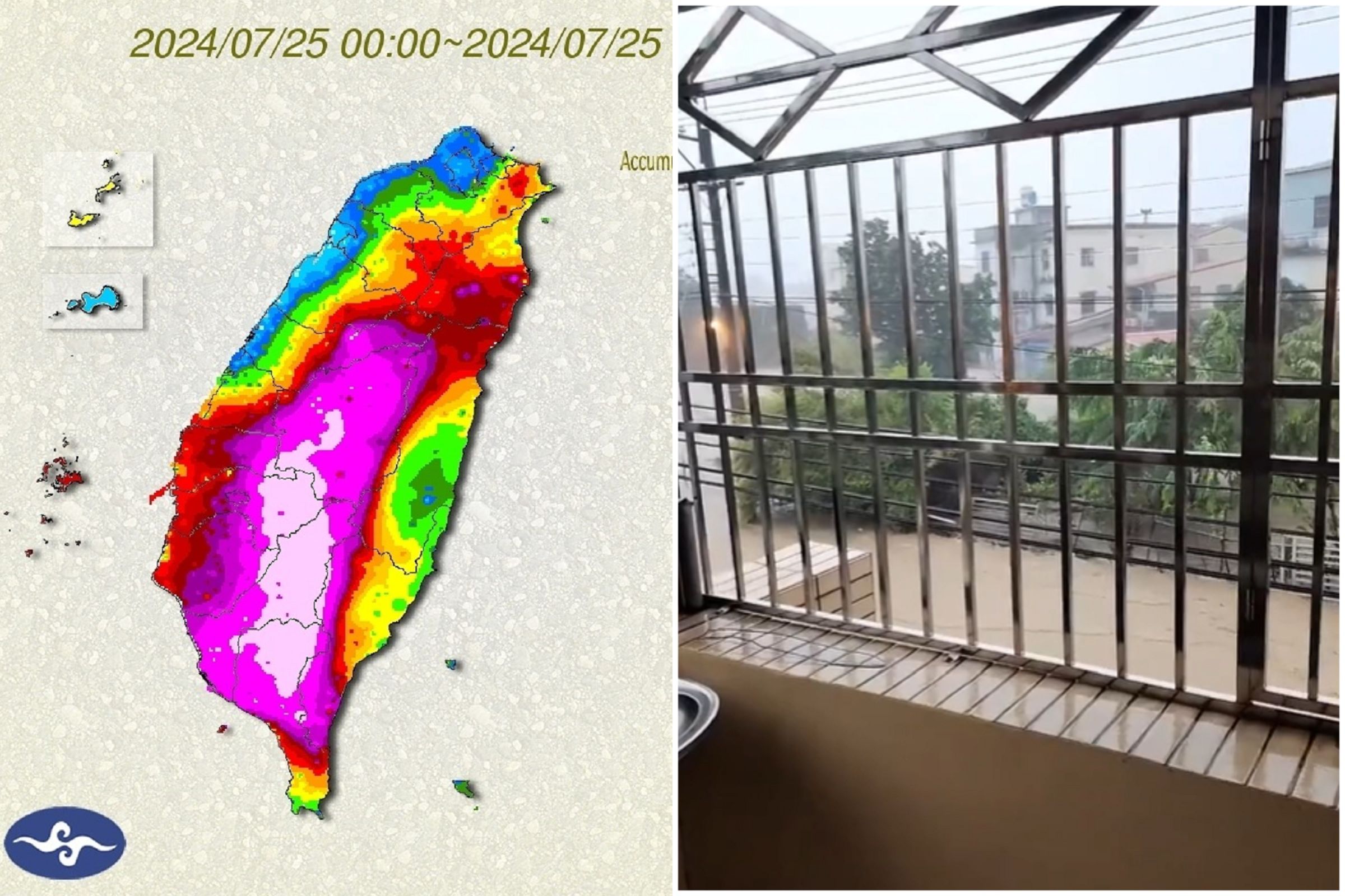凱米灌爆南部雨量,網友紛傳震撼影片!鄭明典解釋關鍵原因。(翻自中央氣象署+Threads)