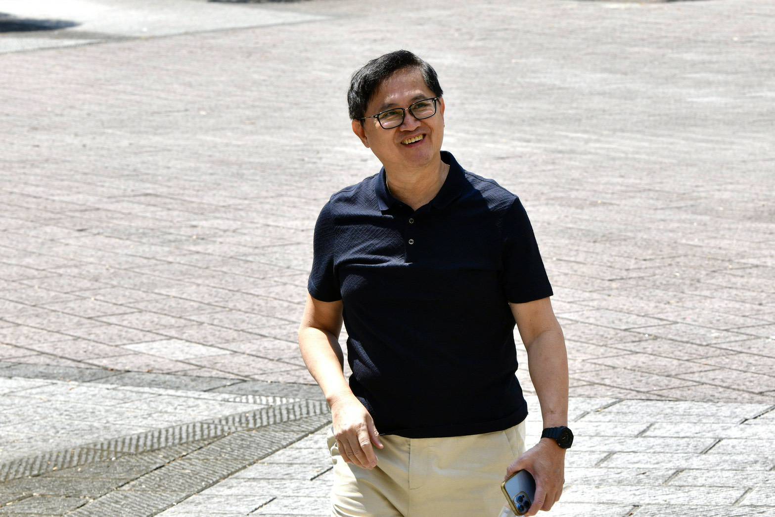 和碩集團董事長賢子賢今日一早現身投票所投票。（鏡報李智為攝）