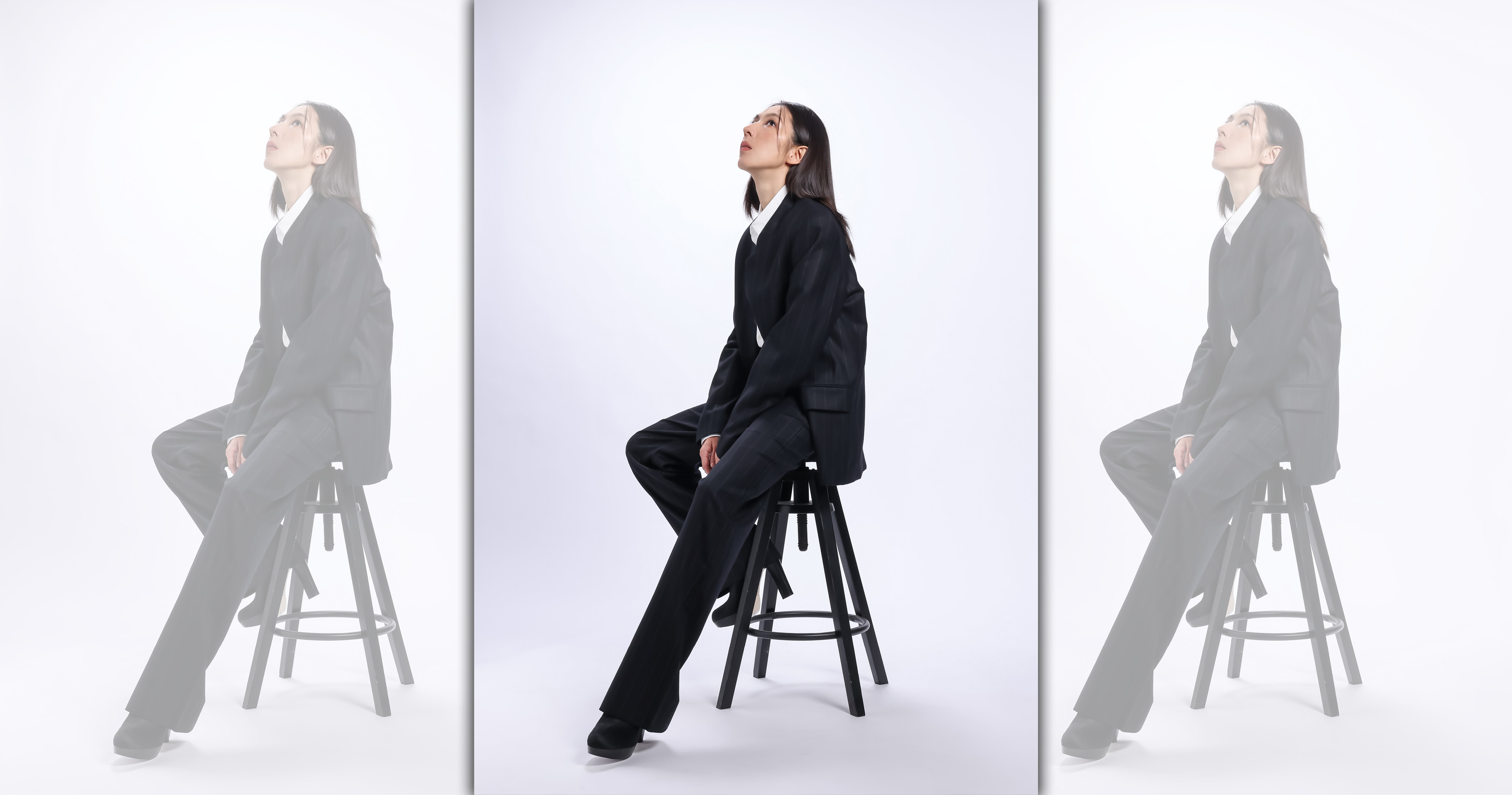 金鐘獎迷你劇集女主角林辰唏演繹旅法台灣設計師品牌peter wu 2025年秋冬男裝系列。（peter wu提供）