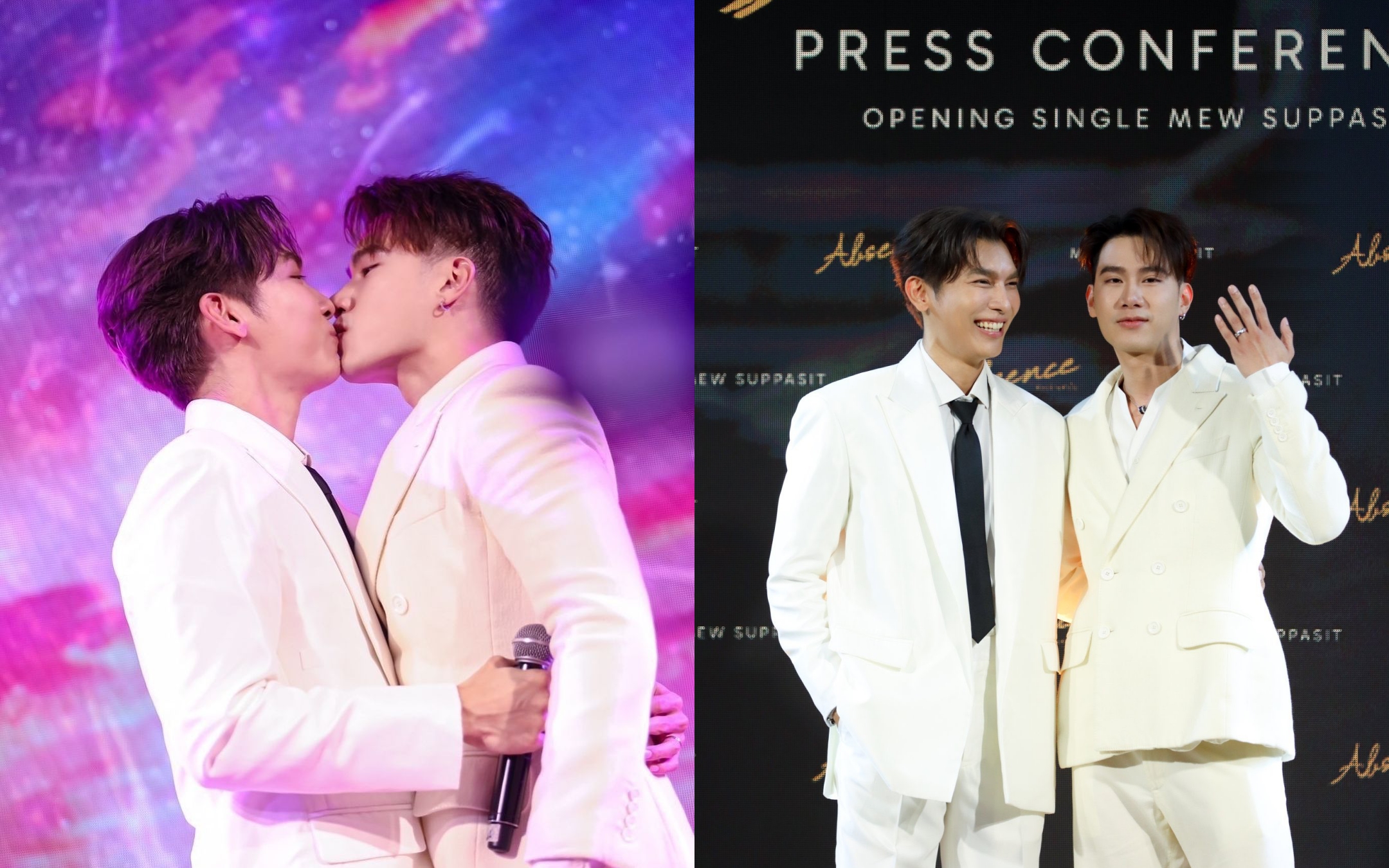 泰星Mew（左）在自己的新歌發表會，當眾向男友Tul求婚。（左翻攝Mew INS，右網路圖片）