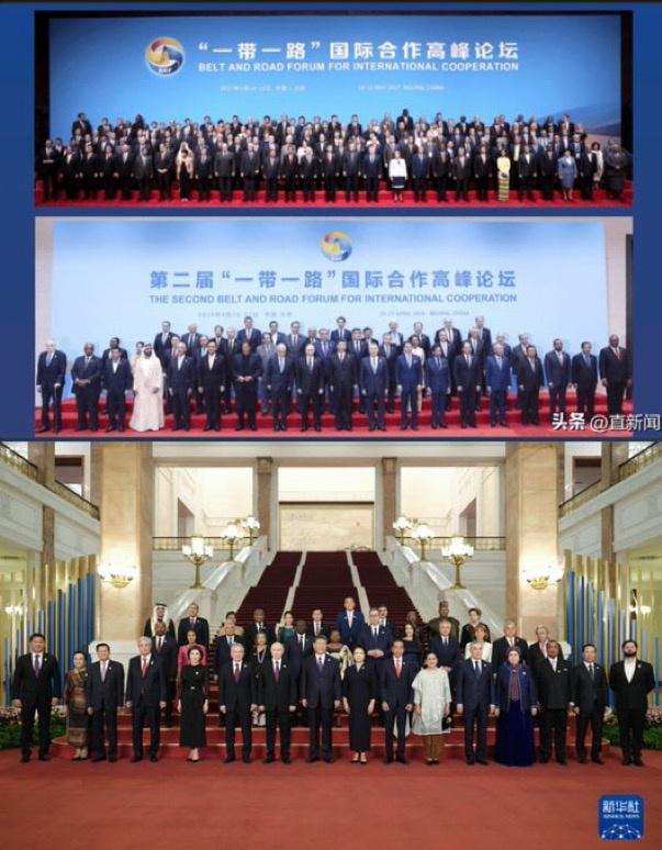 網友也將過去歷屆一帶一路的領袖合照圖來比較,發現今年人數明顯減少,而且其中有不少是領袖夫人。(翻自livedoor.blogimg.jp)