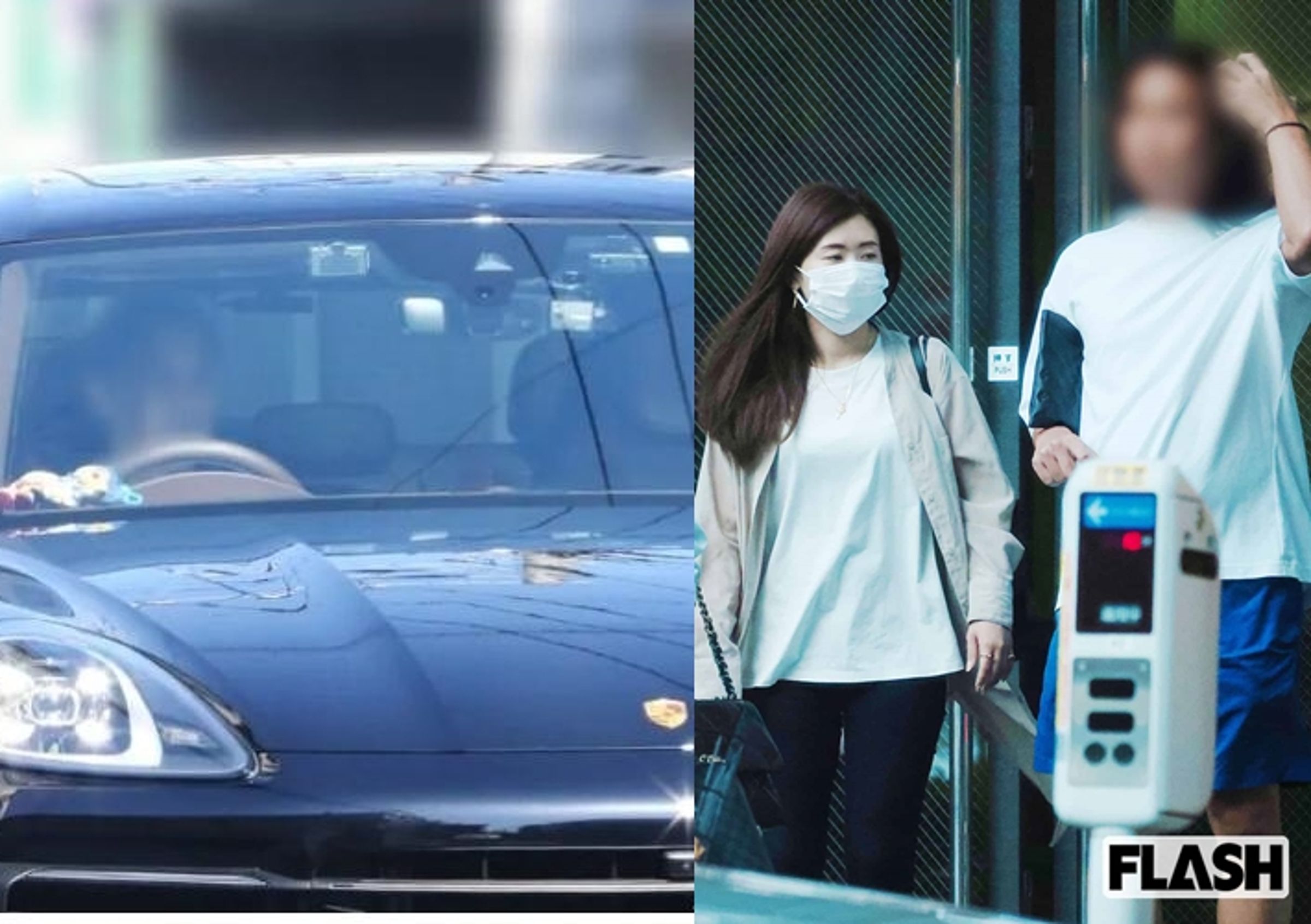 福原愛被爆除了有兩間豪宅,其中一戶還跟有「橫濱大谷翔平」封號的男友(右圖右)同居,後面更有中國大陸金主援助;左圖則為開車保時捷進出的福原愛現任男友。(翻攝日網)