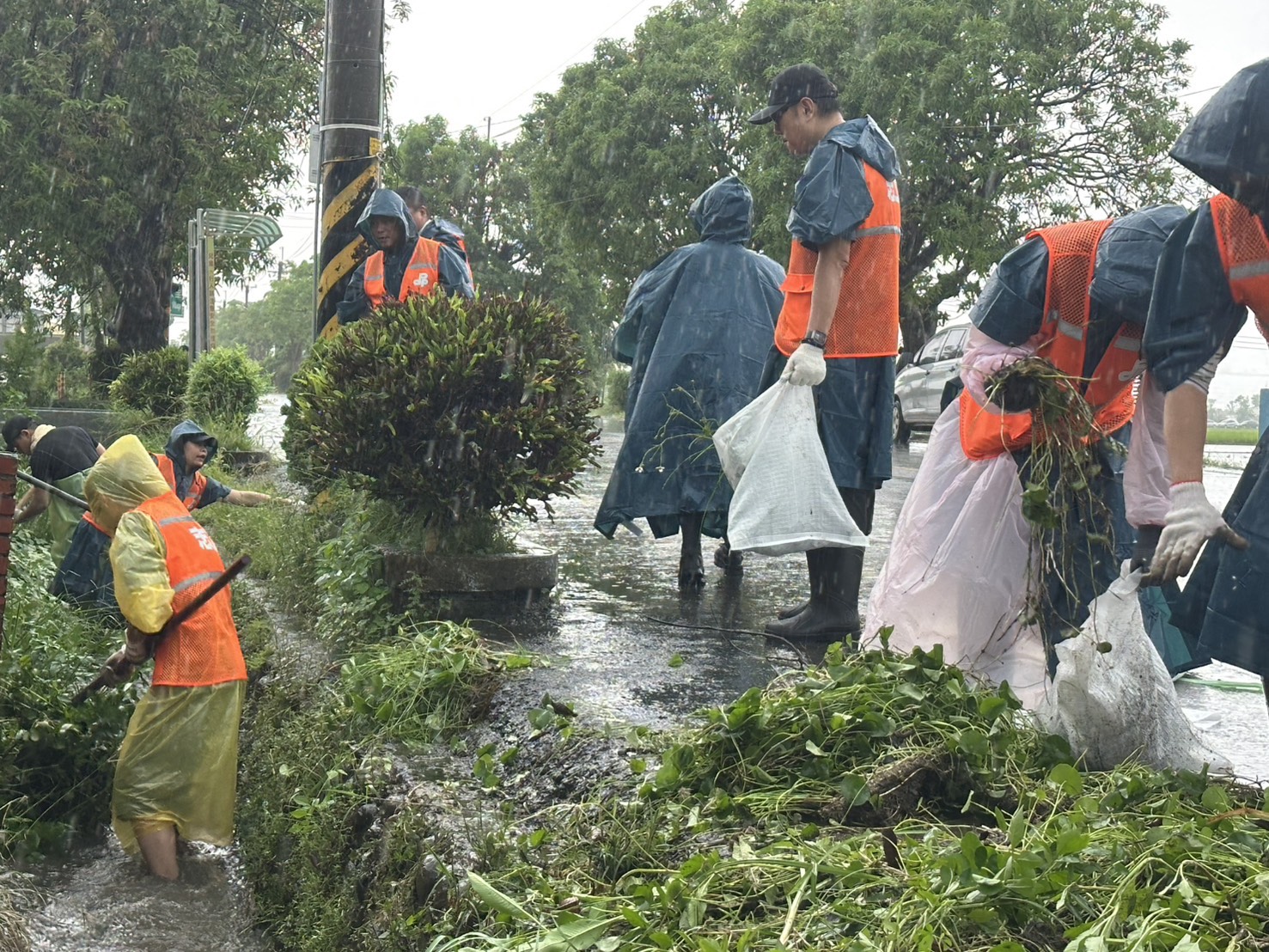 民進黨組志工團到台南後壁協助救災清淤。(民進黨提供)