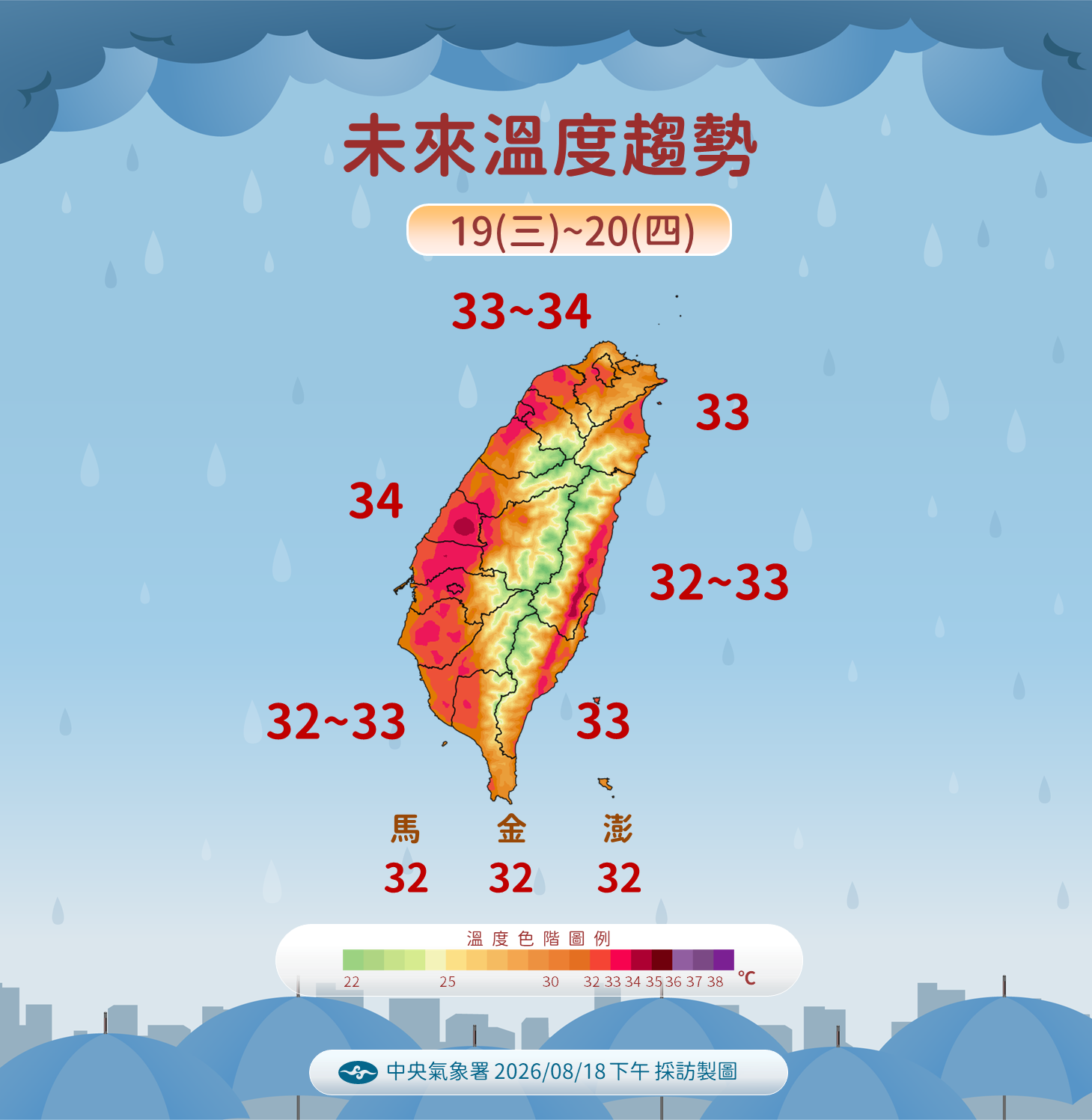 中央氣象署分析各高溫。(中央氣象署提供)