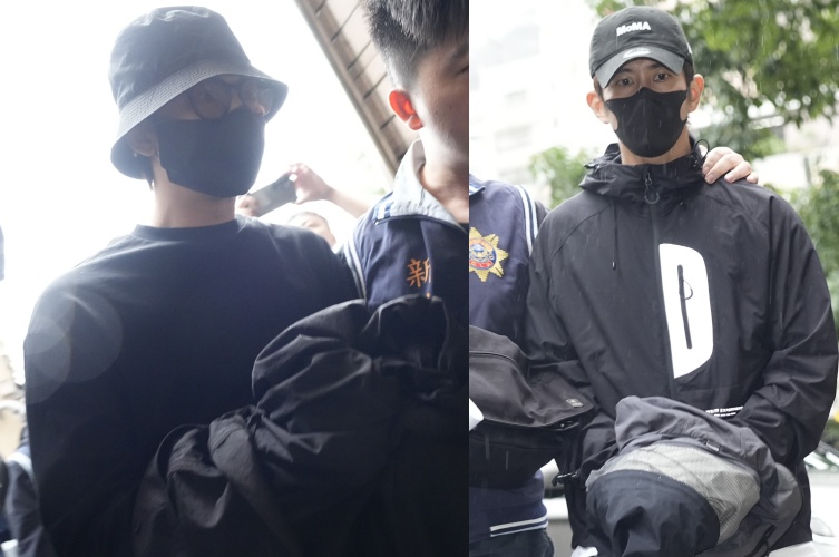 陳柏霖（左）與修杰楷（右）今早被警方拘提到案說明。