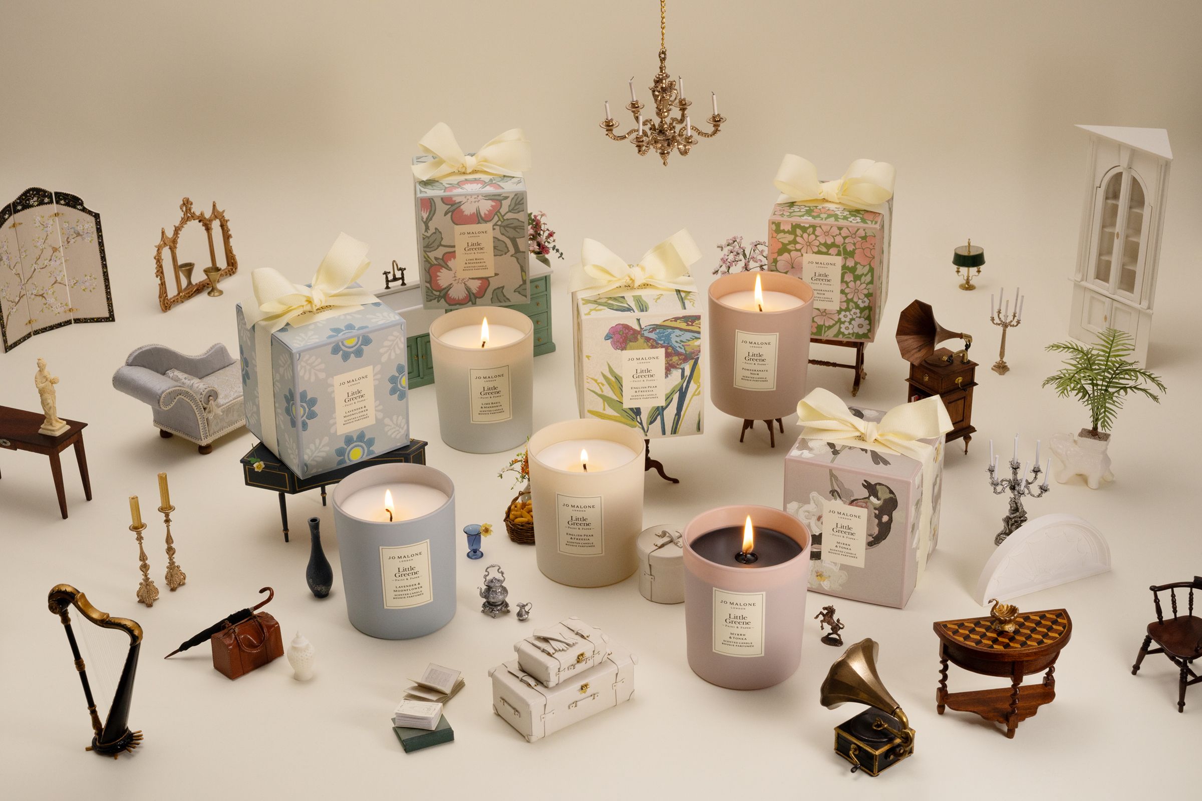 Jo Malone London x Little Greene五款英倫綠境限定版系列香氛蠟燭。（Jo Malone London提供）