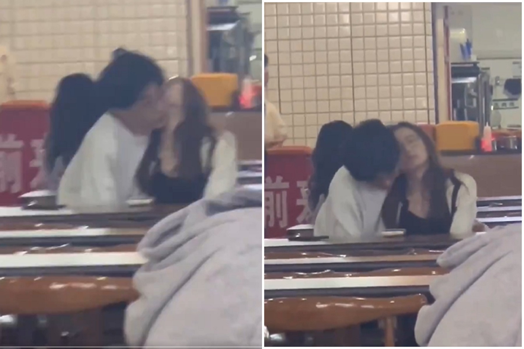 這食堂太狂！情侶當眾活春宮，「手炒海鮮粿條」女生銷魂了。（翻自X平台）