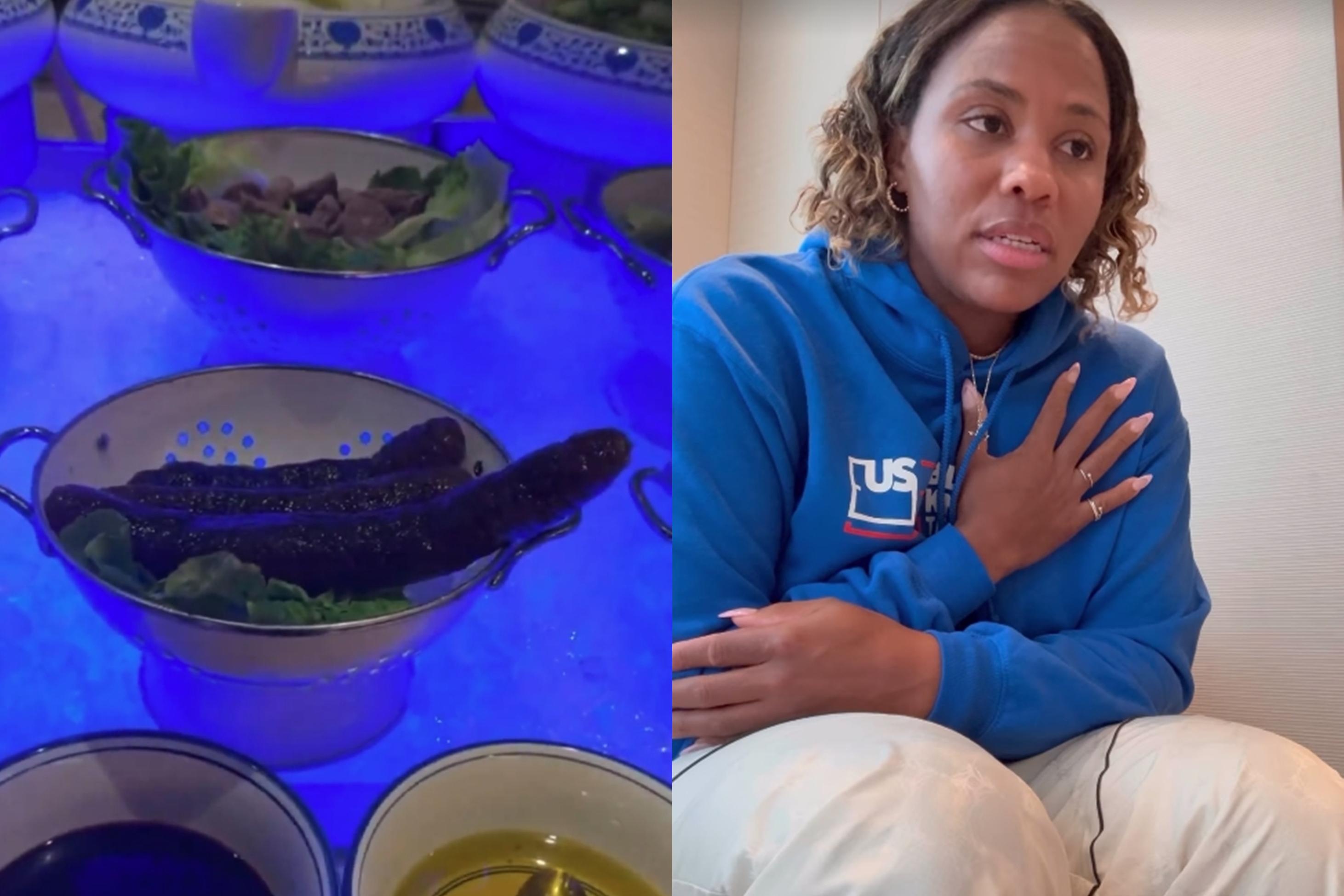 湯森不僅對於中國菜出現牛蛙、烏龜有意見，就連海參也很感冒。（翻攝自湯森 IG）