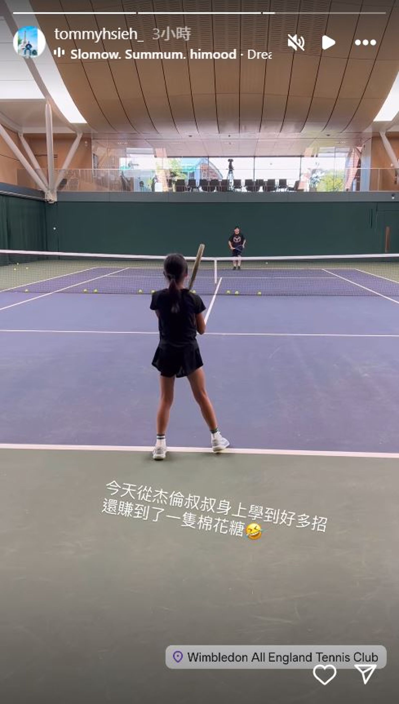 謝淑薇的姪女也跟「杰倫叔叔」打球。（翻攝tommyhsieh_IG）