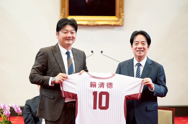 賴清德今天接見接見樂天桃猿。(總統府提供)