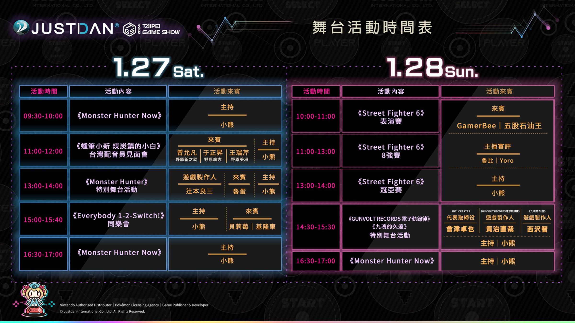傑仕登展區舞台活動時間表。（傑仕登提供）