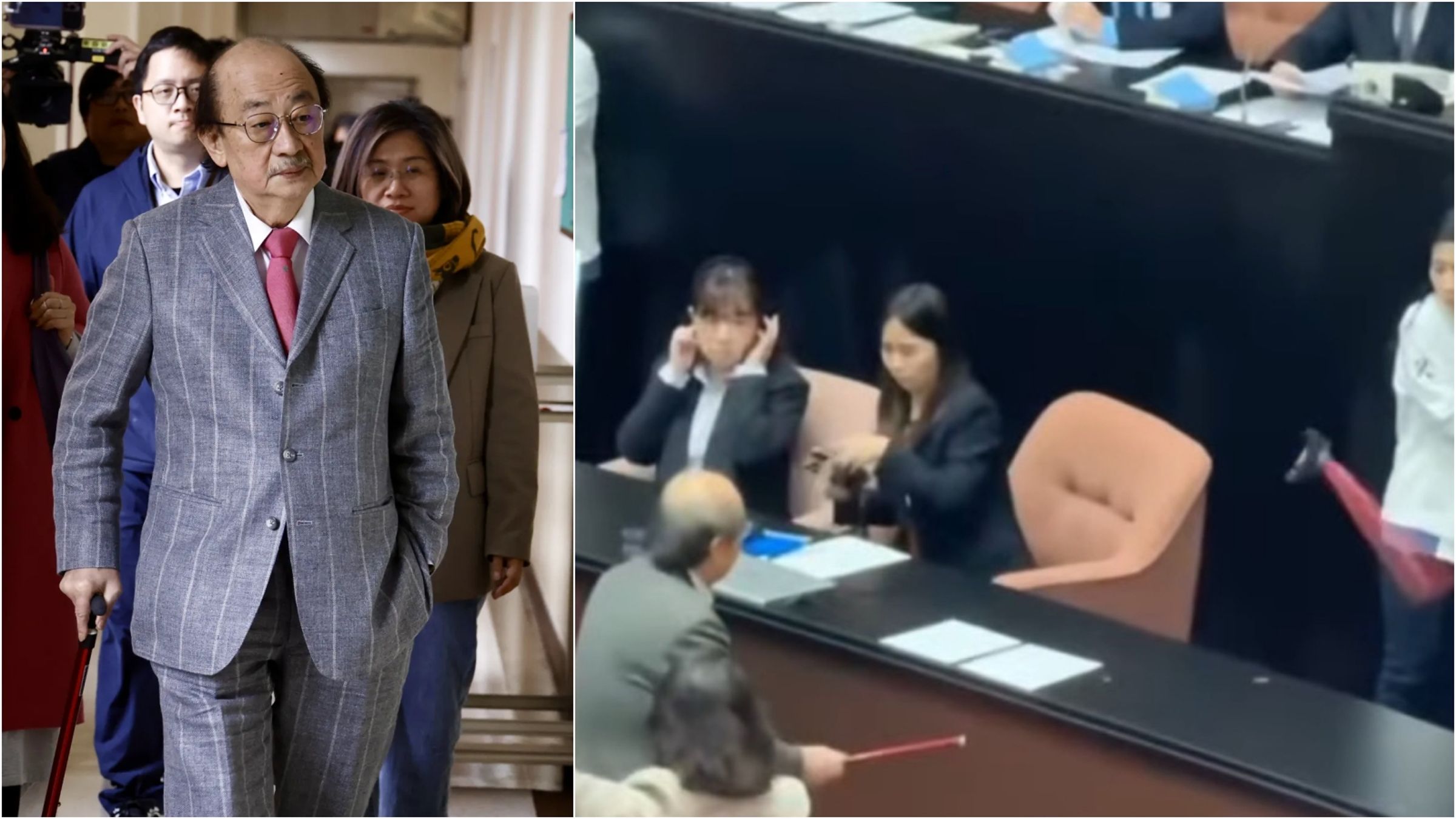柯建銘當時敲桌「拐杖斷裂」，噴飛擊中徐巧芯。（本刊資料照、翻攝徐巧芯臉書）