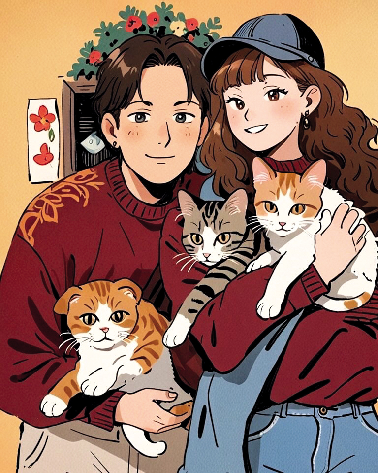 王淨在自家狗狗勘吉的IG上偷放閃,曬出甜蜜全家福拜年。(翻攝自Kanjiii616IG)