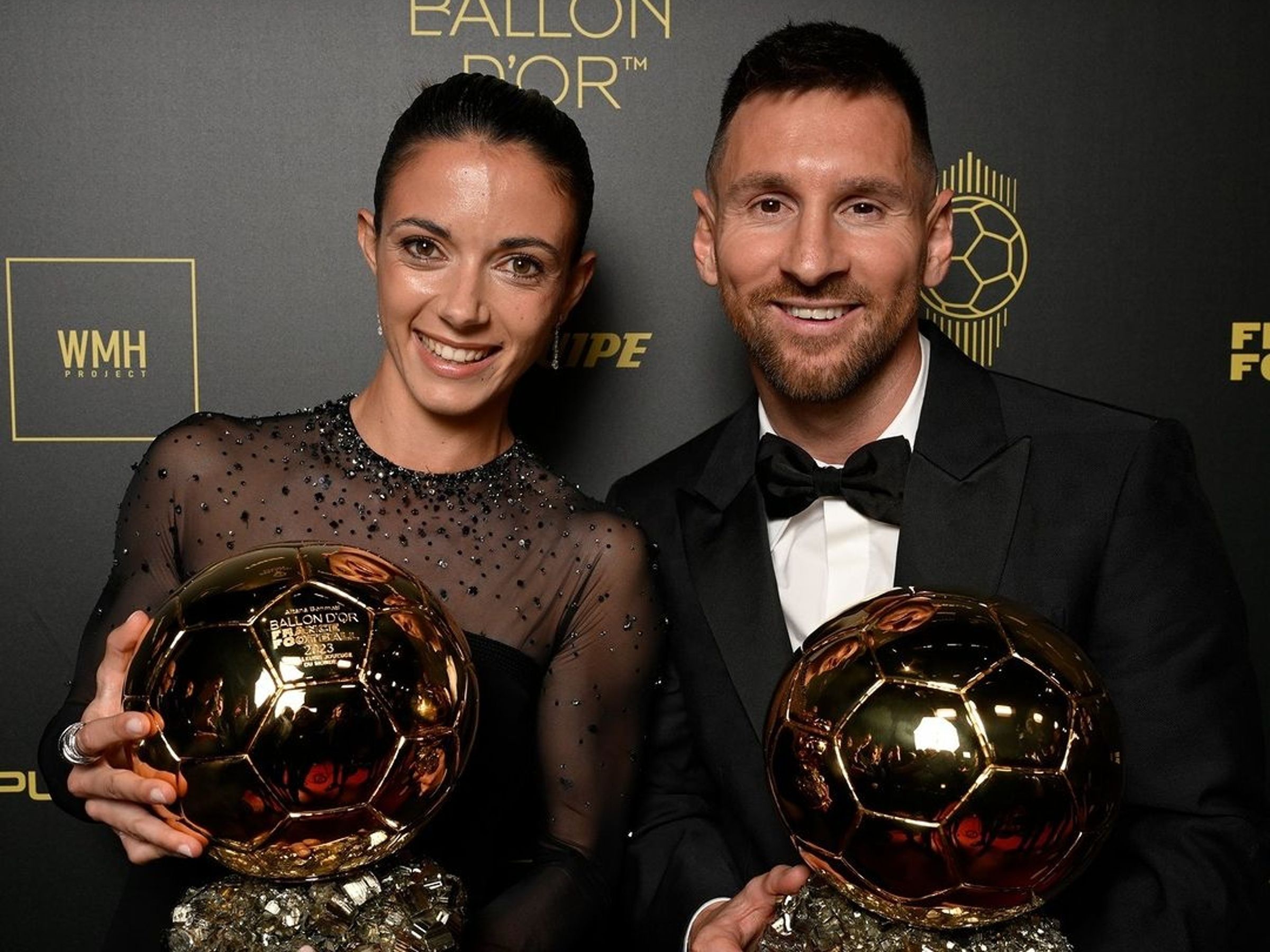 2023金球獎女足、男足由艾塔娜(左)和梅西(右)奪得。(翻攝自@ballondorofficial IG)