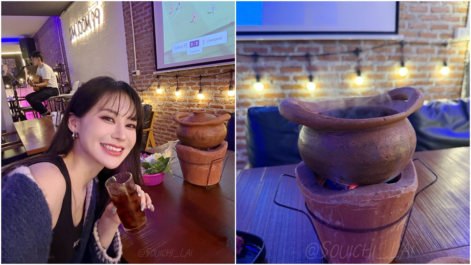 賴品妤近期前往泰國旅遊，貼出享用陶罐火鍋的照片，卻有酸民稱「雲豹小公主」。（翻攝自臉書@品妤賴）