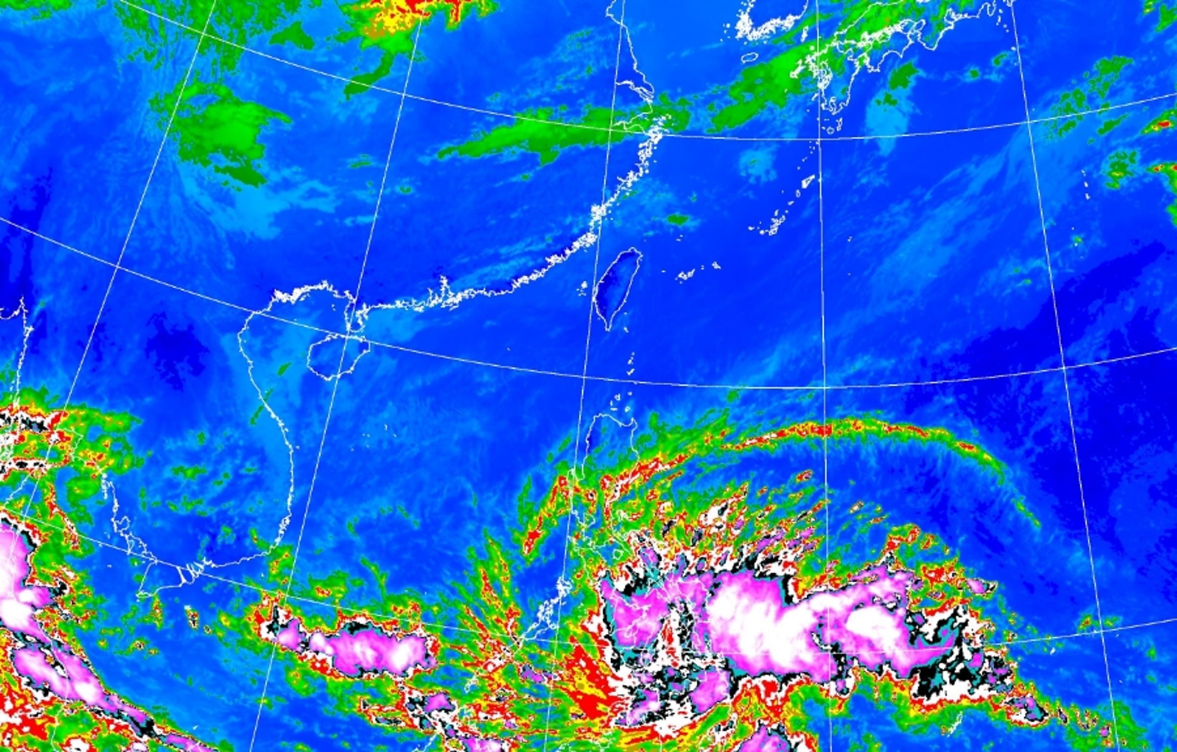 熱帶性低氣壓TD30即將生成為「天琴」颱風。(翻攝中央氣象署網站)