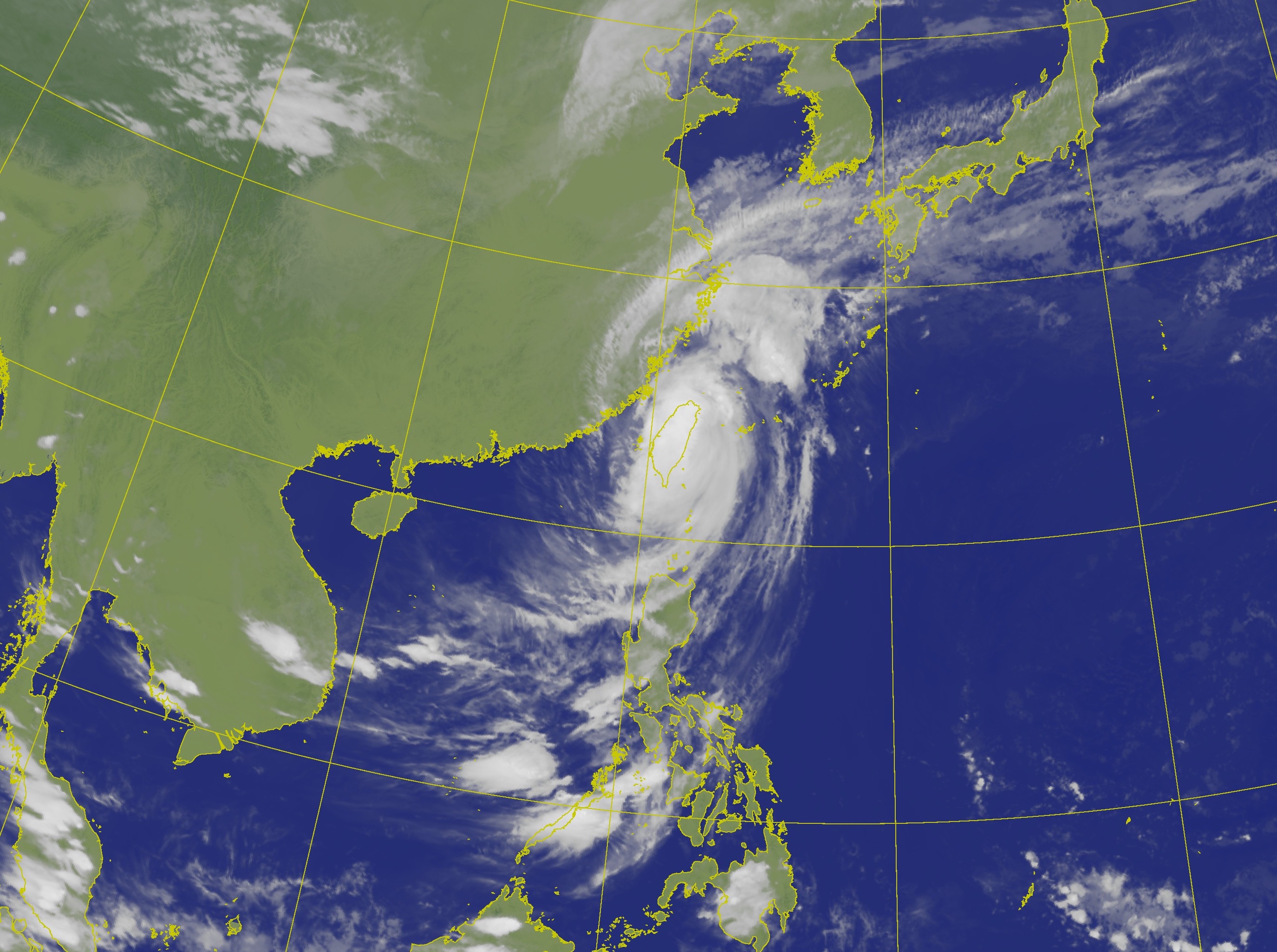 康芮颱風已減弱為中颱，並從雲林麥寮鄉出海。（中央氣象署提供）