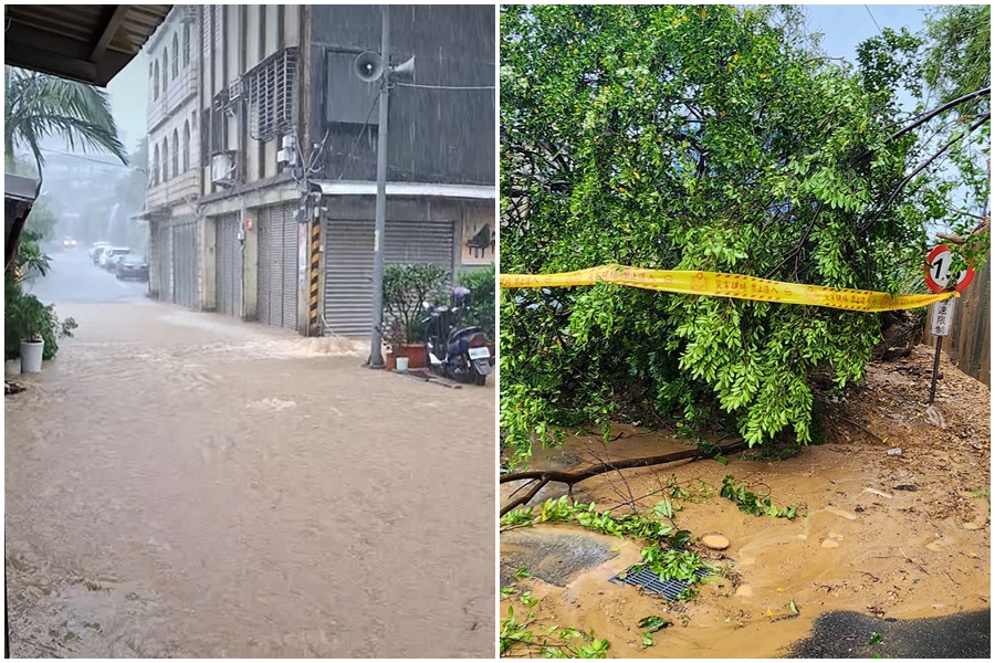 新北瑞芳深夜至清晨降雨量為全國之最，導致區內大小災情頻傳。（翻攝自臉書社團「瑞芳大小事」）