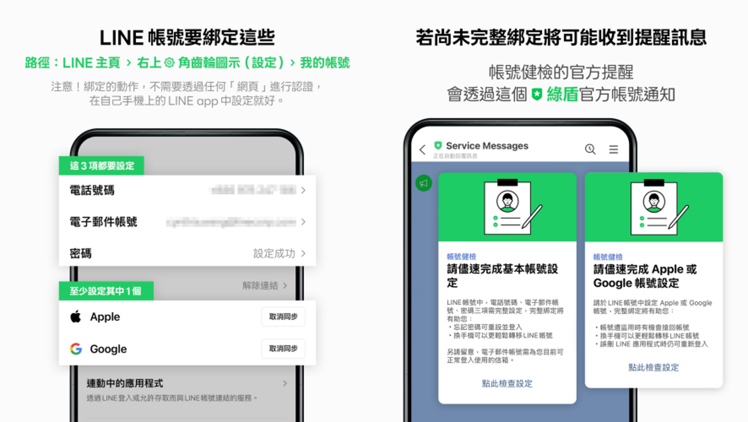 帳號是否有綁定Apple或Google帳號，將成為被盜後能否取回原帳號的關鍵。（翻攝自LINE官網）