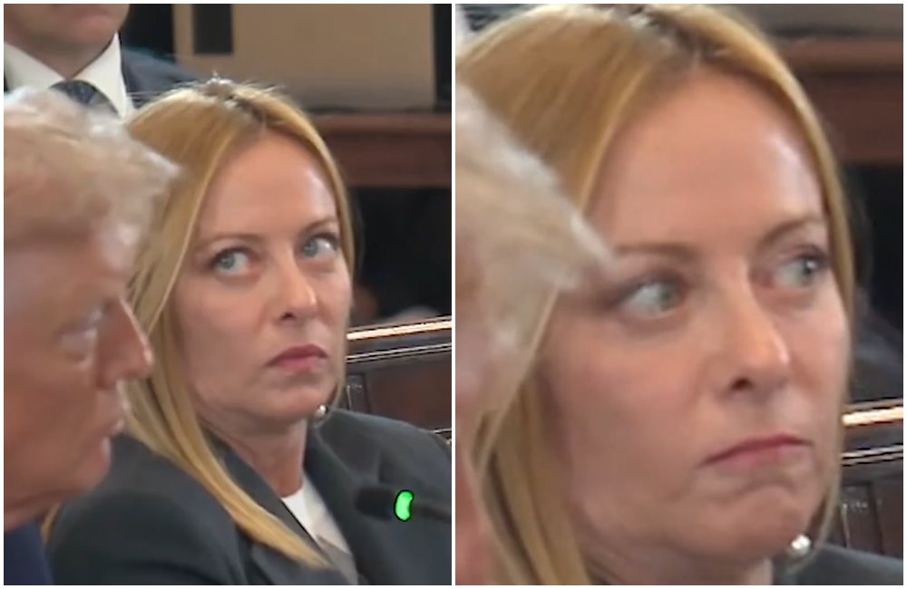 梅洛尼翻白眼的畫面再度搶鏡。（翻攝X@EricLDaugh）