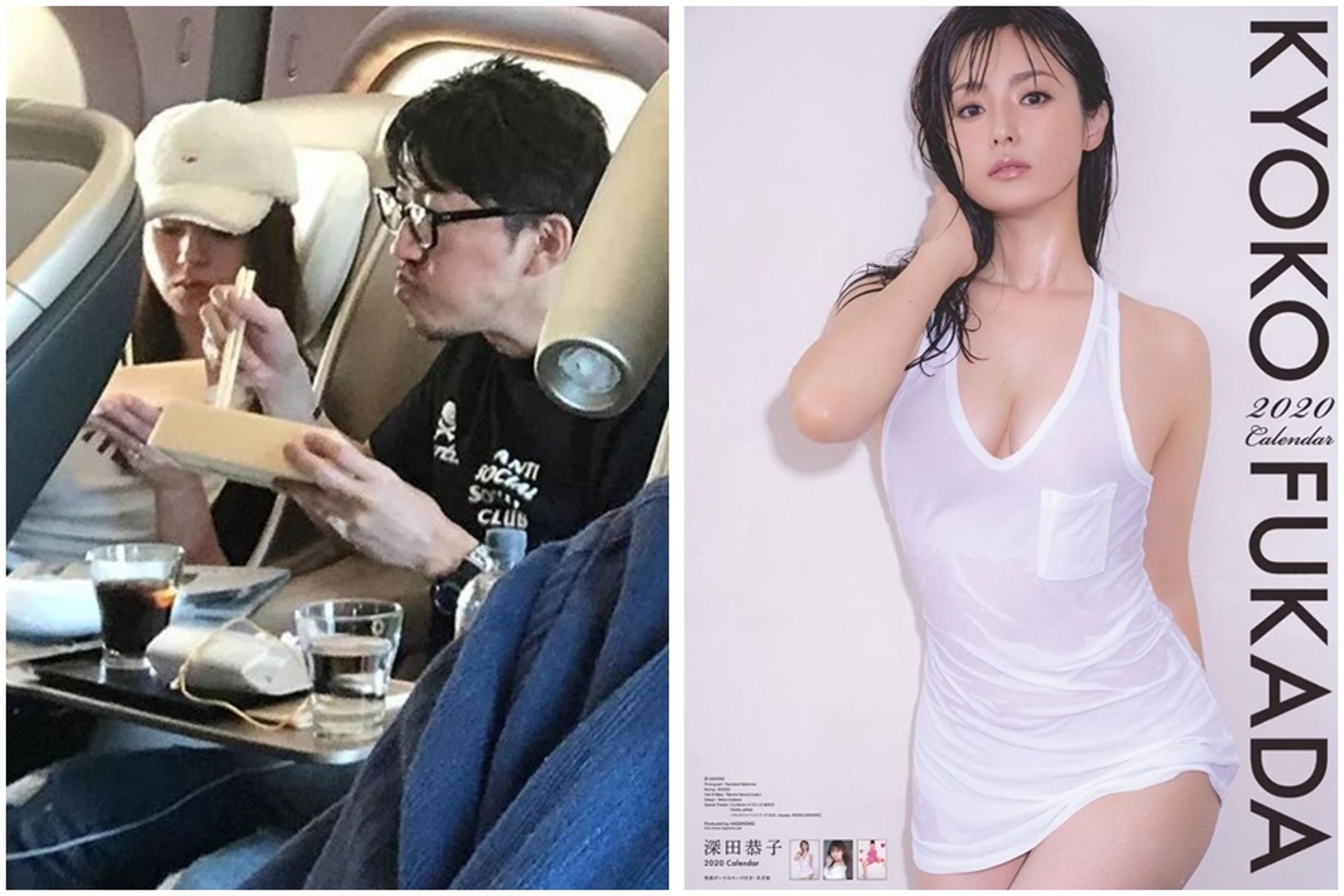 深田恭子(右)才被目擊與男友杉本宏之(左圖右)慶生,手戴婚戒疑似喜事將近,今天日媒報導女方劈腿合作過的導演,與男友分手了。(左圖翻攝自網路,右圖翻攝自深田恭子IG)