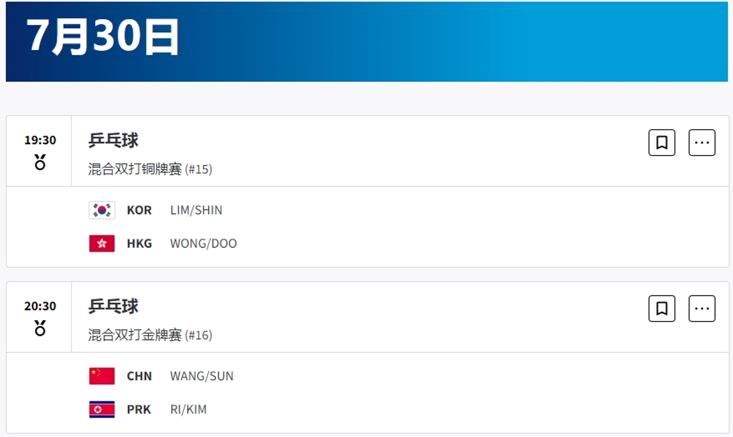 北韓桌球混雙組合一路過關斬將殺進決賽。（翻攝自巴黎奧運官網）