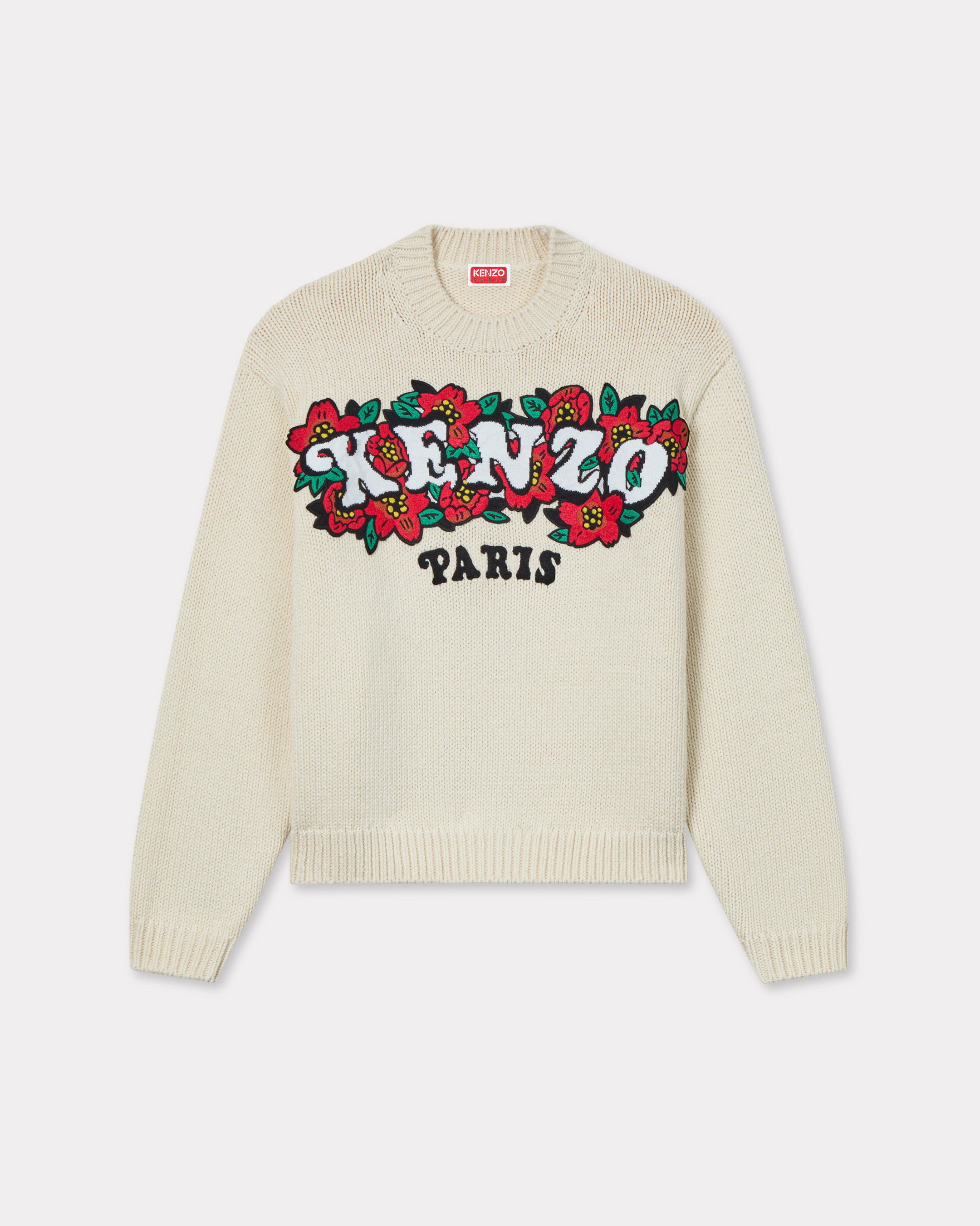 KENZO VERDY MARKET奶油白波普花藝針織上衣。NT$26,800（惇聚國際提供）