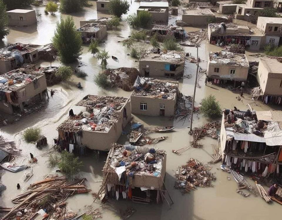 阿富汗10日降下暴雨進而引發洪災。（翻攝自X@Shr_9998）