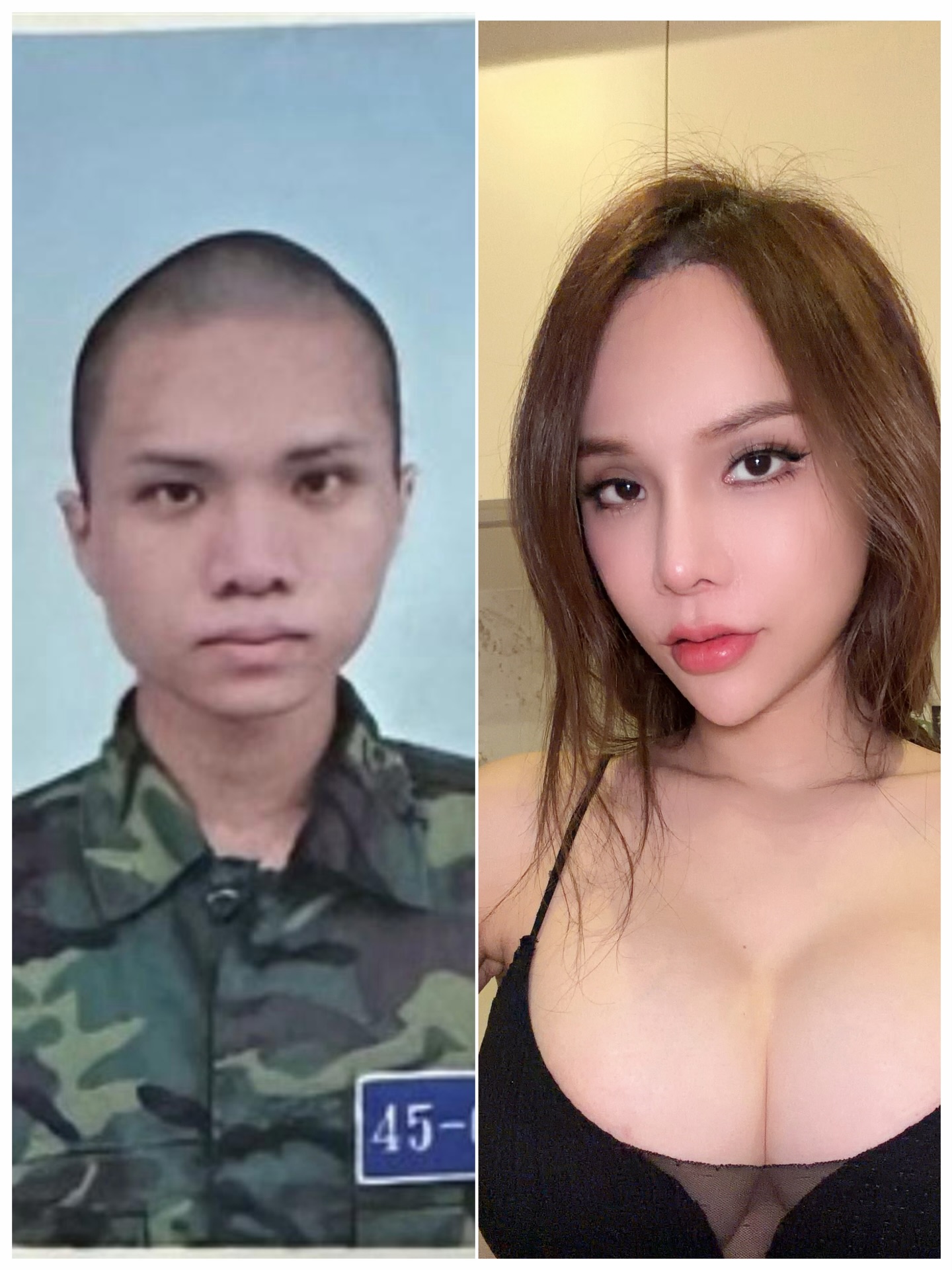 跨性別網紅小A辣今在社群媒體，曬出在性別重置手術前當兵的照片，獲得一大票網友留言讚爆。（翻攝自小A辣臉書）