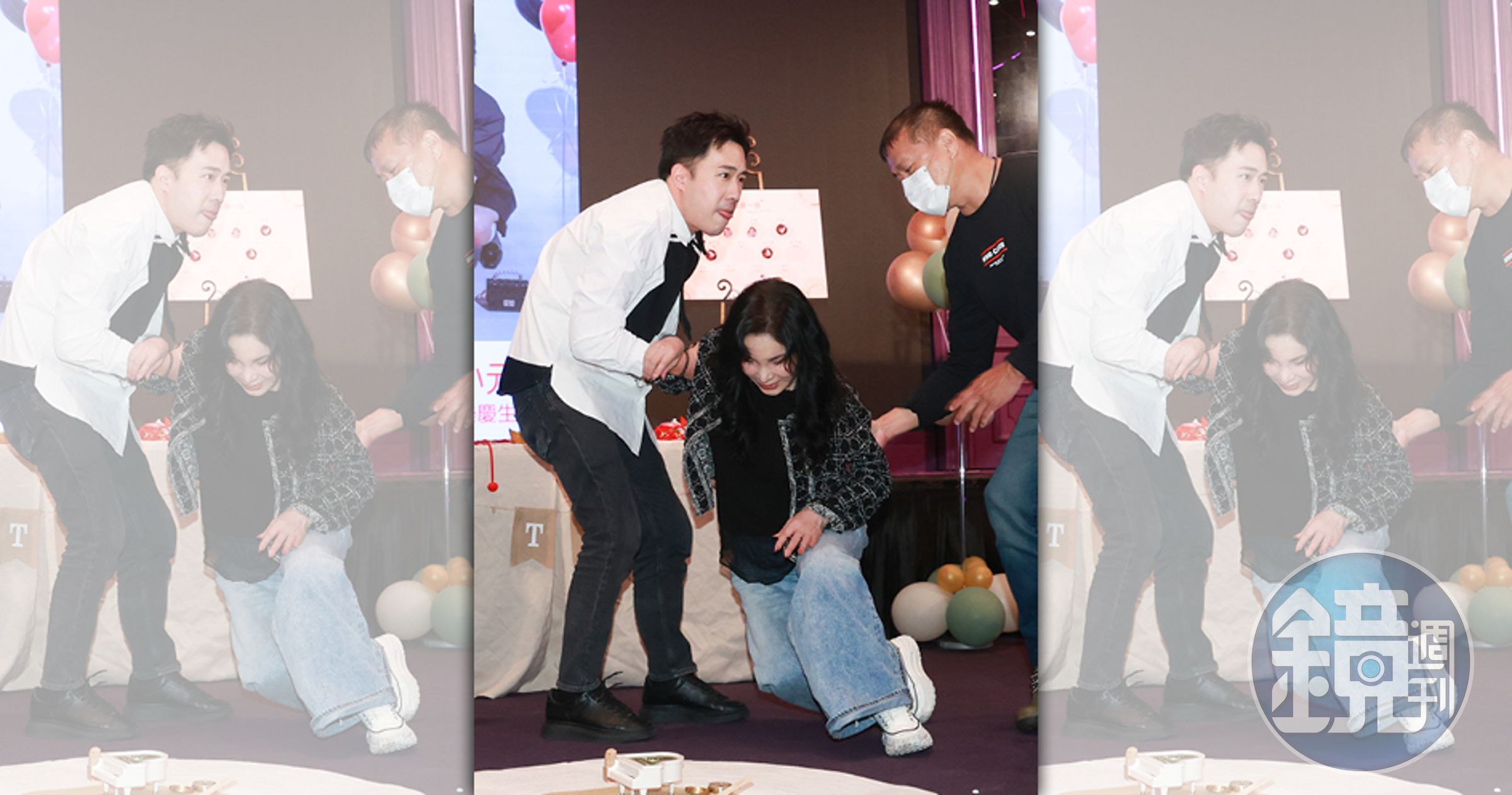 李亞萍在抓周儀式上因腳無力而重摔。
