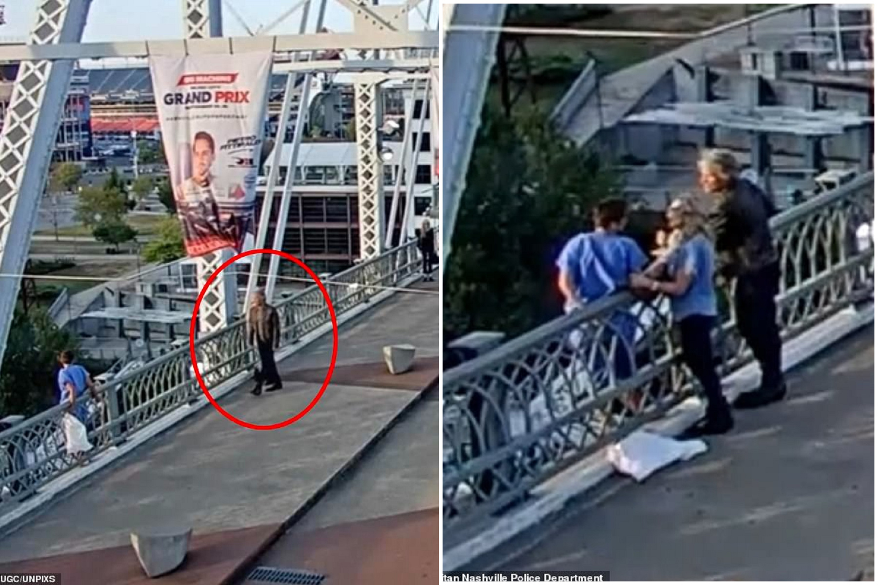 邦喬飛拍MV意外救人！成功勸阻女子跳橋輕生，影片曝光。（翻自《每日郵報》）