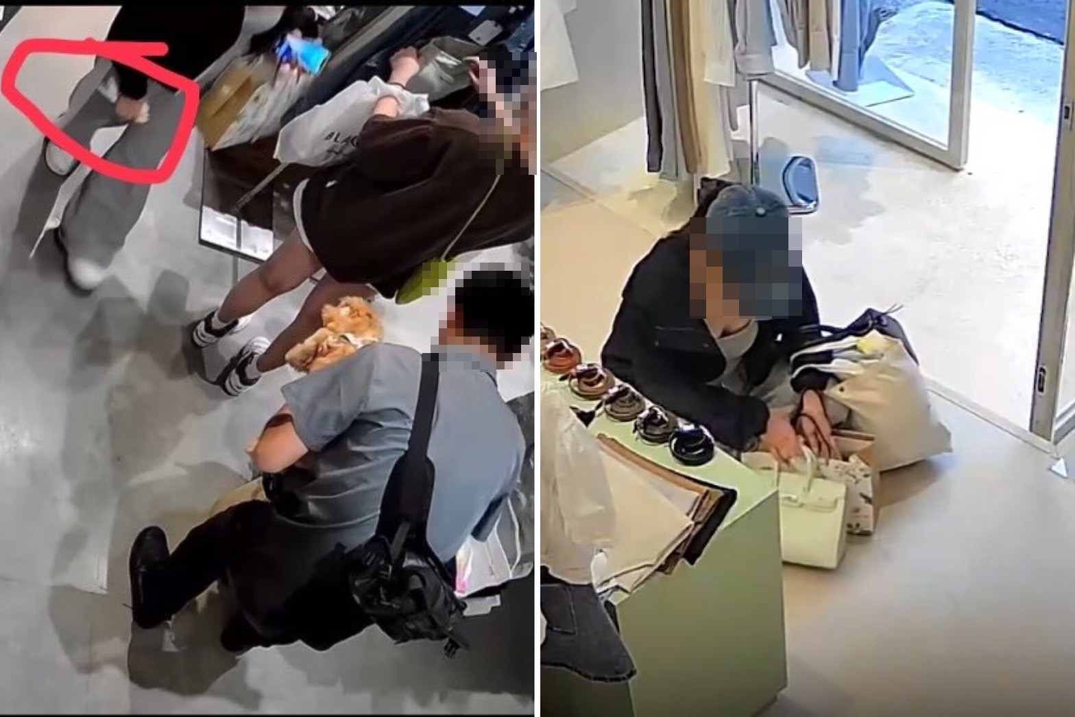 低胸正妹是慣竊，偷包偷衣樣樣來。（翻攝畫面）