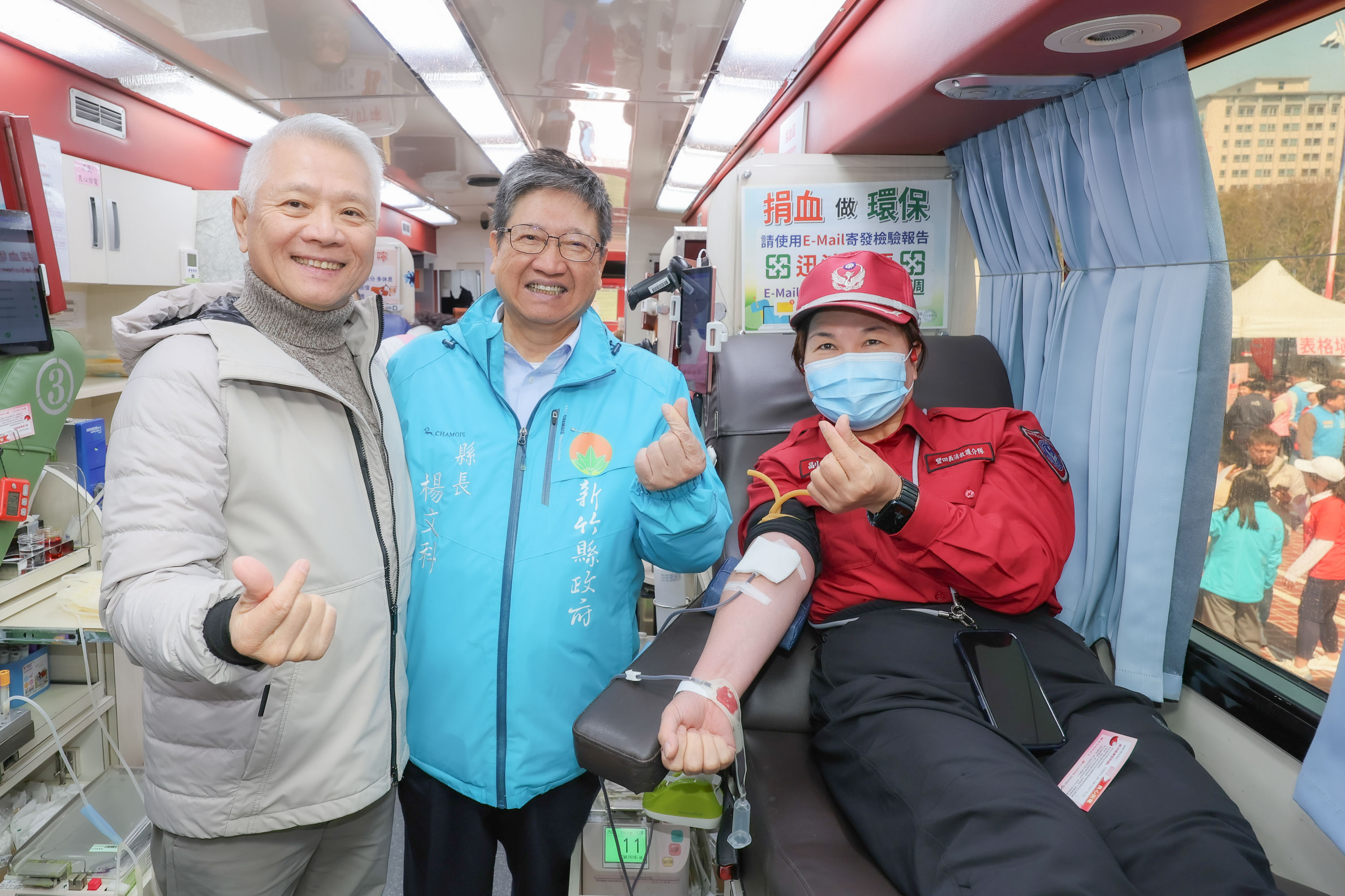 大大數位基金會董事長戴永輝前進苗栗與新竹縣舉行捐血活動。(大大數位基金會提供)