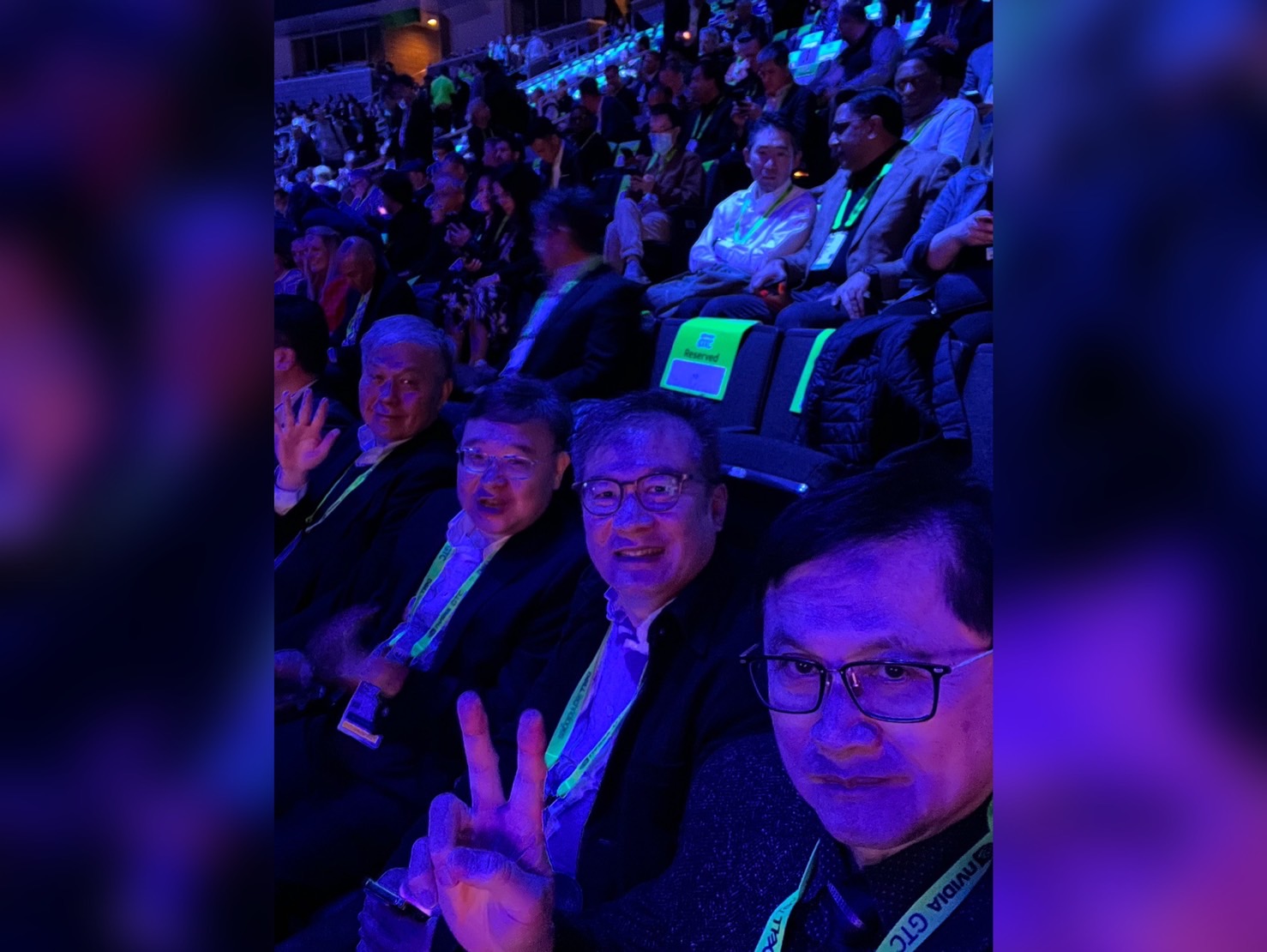 童子賢與兩位執行長以及技術長在美國參加GTC。（童子賢提供）