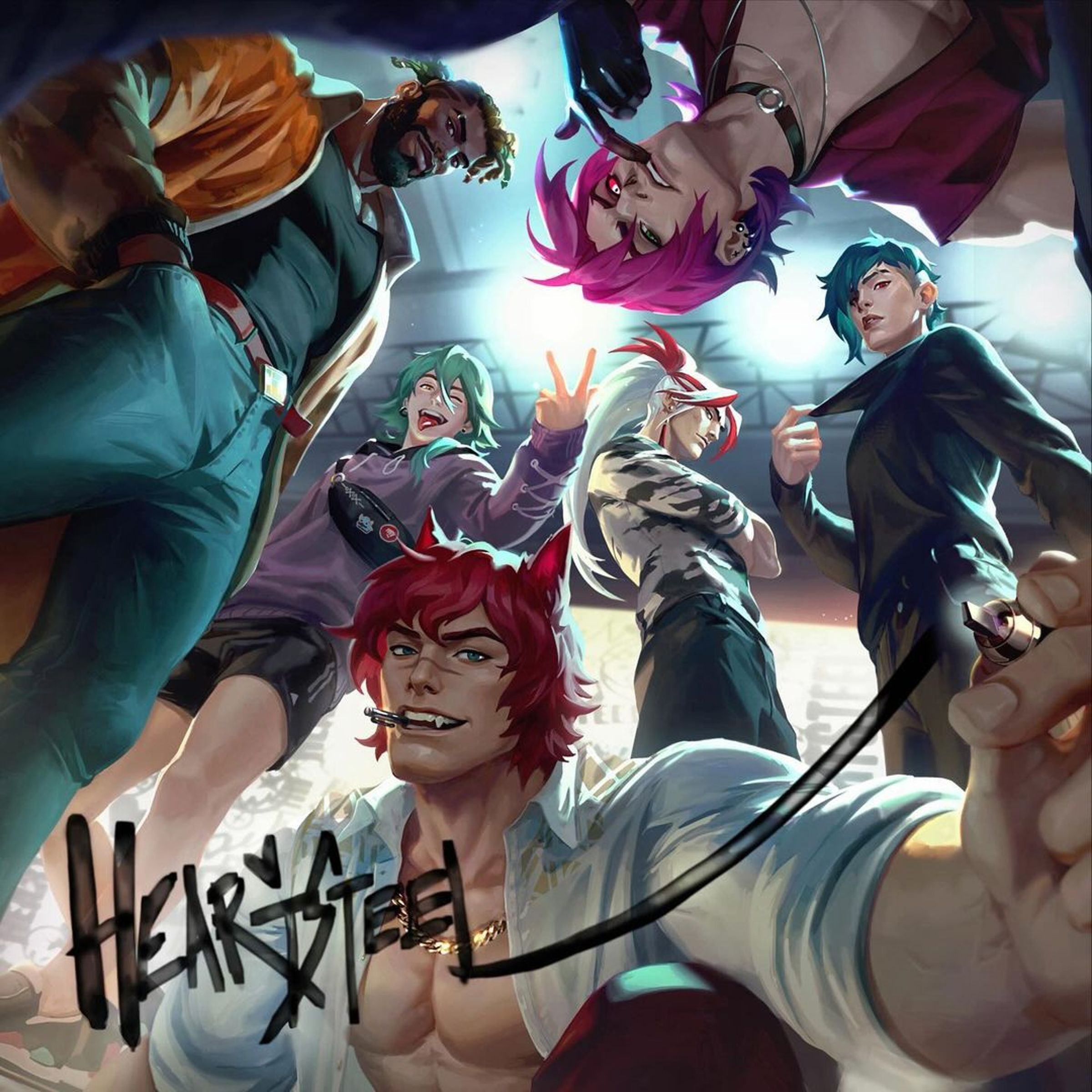 ØZI、EXO伯賢、Tobi Lou與Cal Scruby被選為虛擬樂團「HEARTSTEEL」,為英雄成員獻唱〈PARANOIA〉。(翻攝ØZI IG)