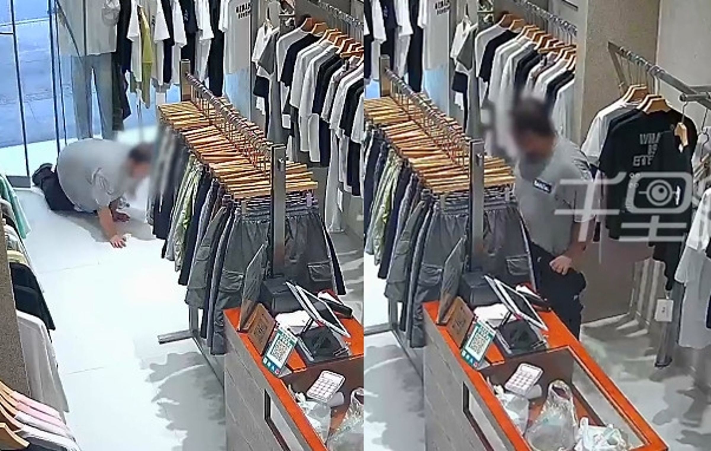 中國四川一名男子鬼祟爬進服飾店，在店內趁機脫褲。（翻攝微博）