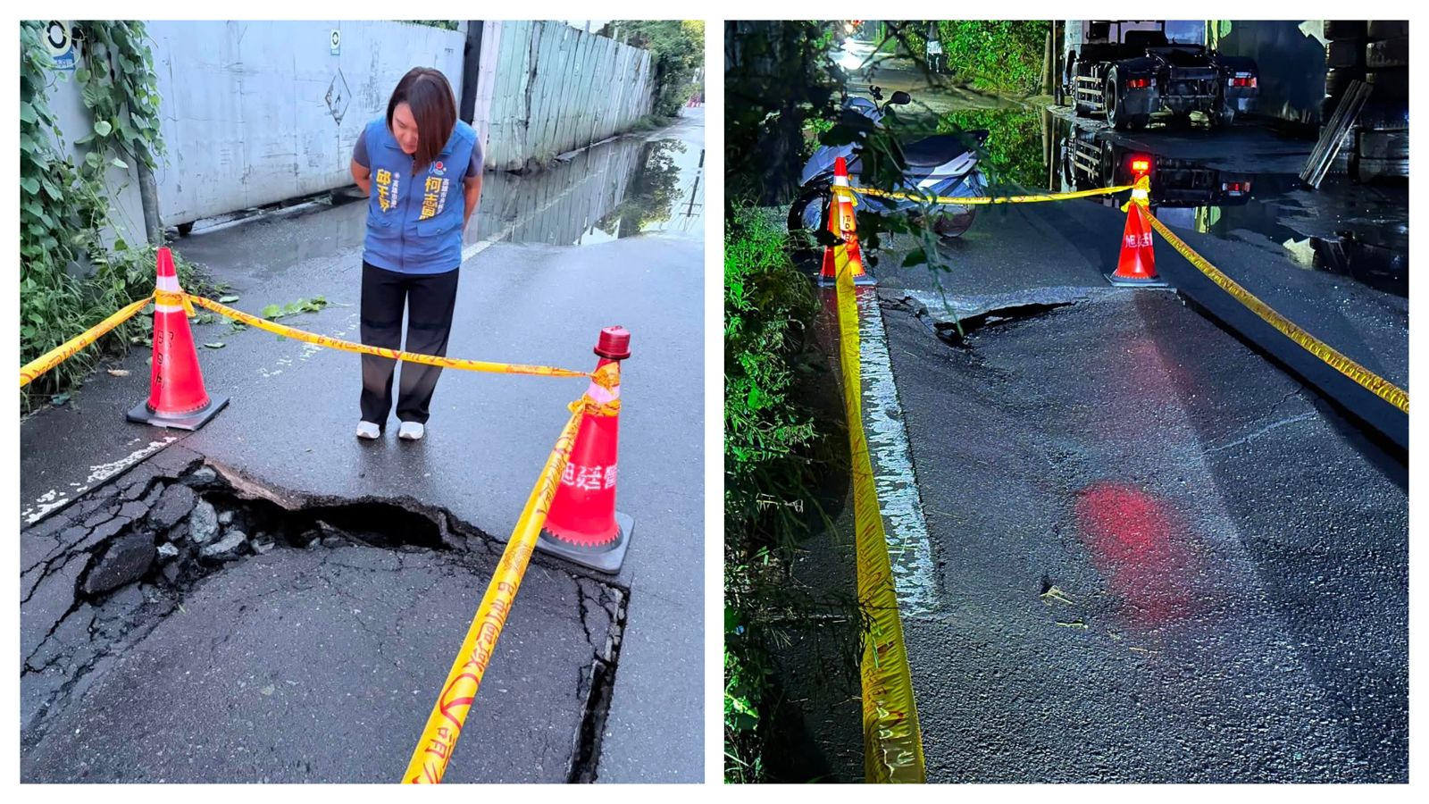 雨彈狂炸!高雄大寮、燕巢驚見路面下陷 議員提醒了