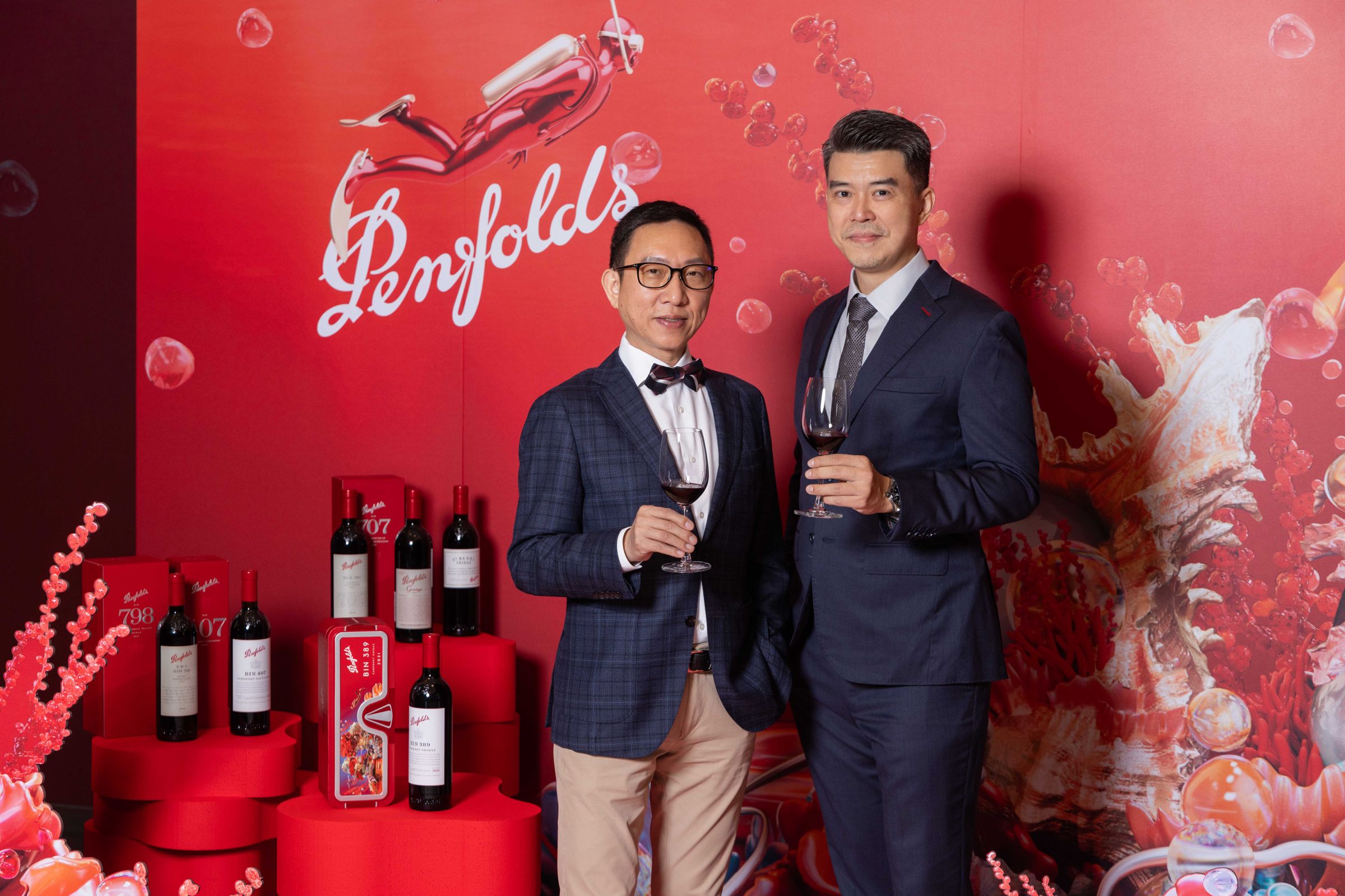 Penfolds台灣總經理蔡光庭Phillippe Tsai(左)與台灣市場銷售經理Marck Hsiao(右)。(Penfolds奔富提供)